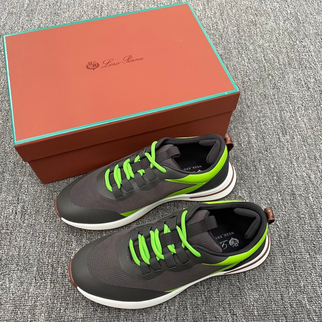 LP BRUNELLO SNEAKERS MULTI-IRON AND CHARTREUSE MESH CALFSKIN