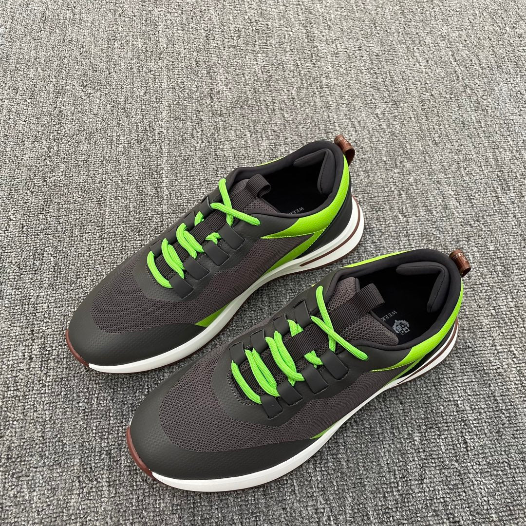LP BRUNELLO SNEAKERS MULTI-IRON AND CHARTREUSE MESH CALFSKIN