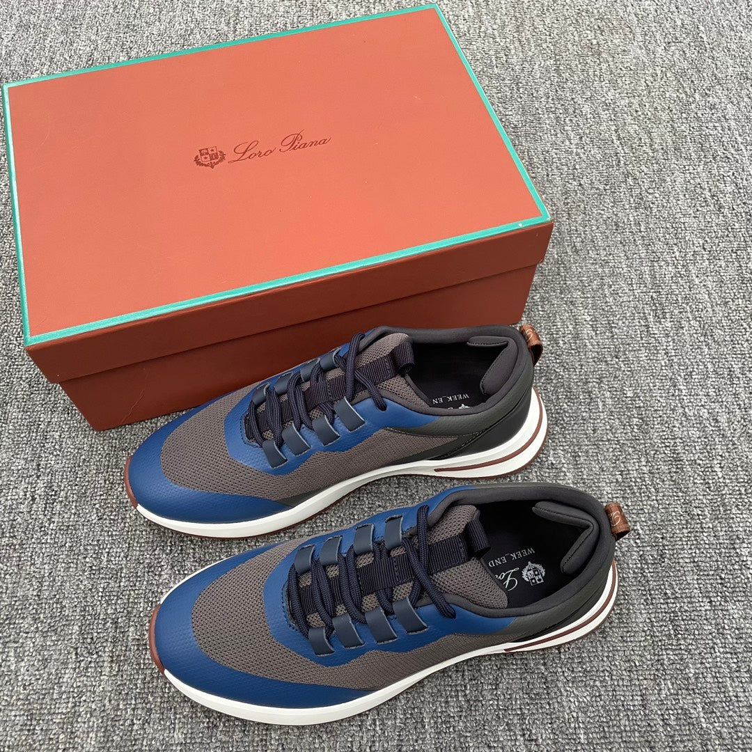 LP BRUNELLO SNEAKERS MULTI-GRAY AND NAVY MESH CALFSKIN