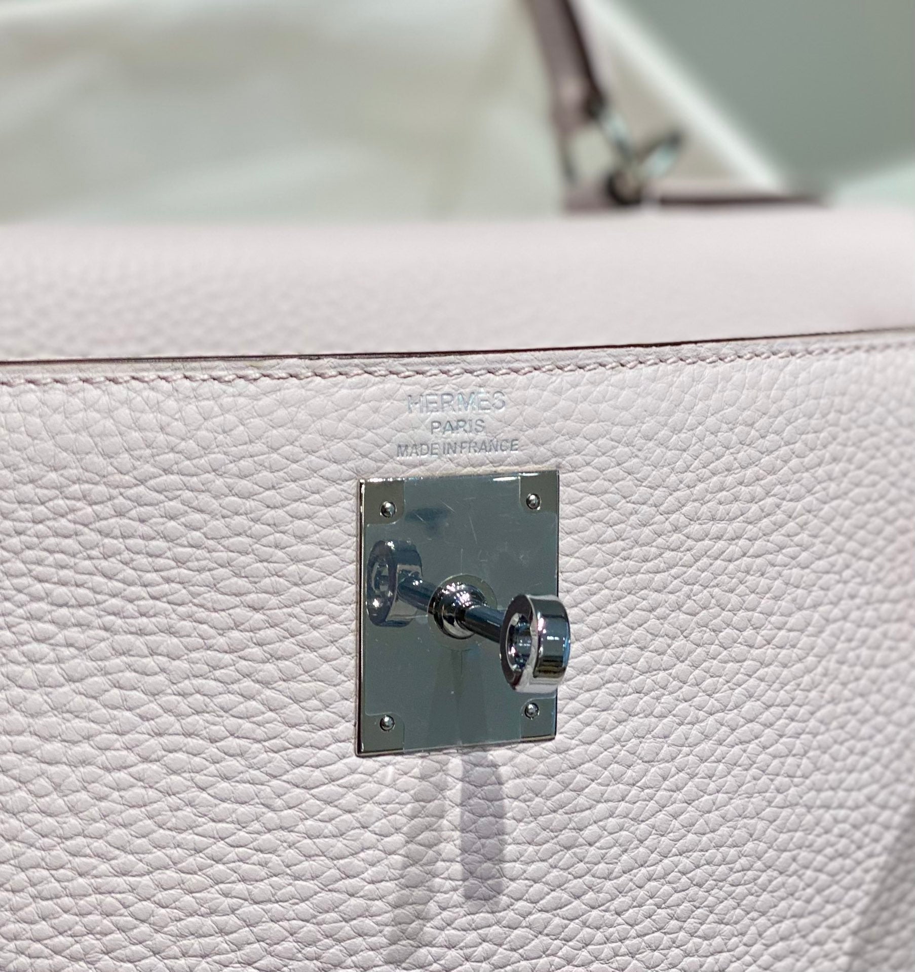 HM KELLY 28CM LIGHT PINK TOGO SILVER HARDWARE