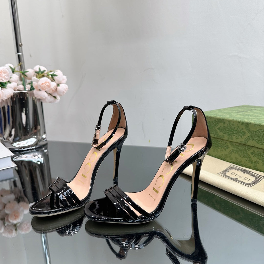 GG 105 HIGH HEEL SANDAL BLACK LAMBSKIN