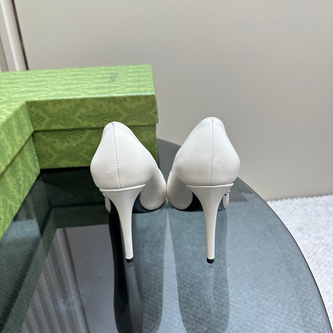 GG 105 BASIC HIGH HEEL WHITE LAMBSKIN