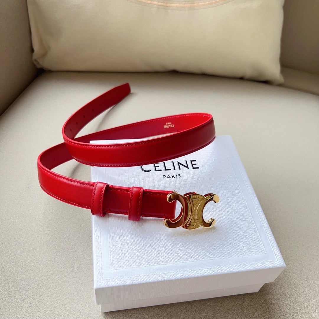Medium Triomphe Belt 25mm Red Calfskin Ghw
