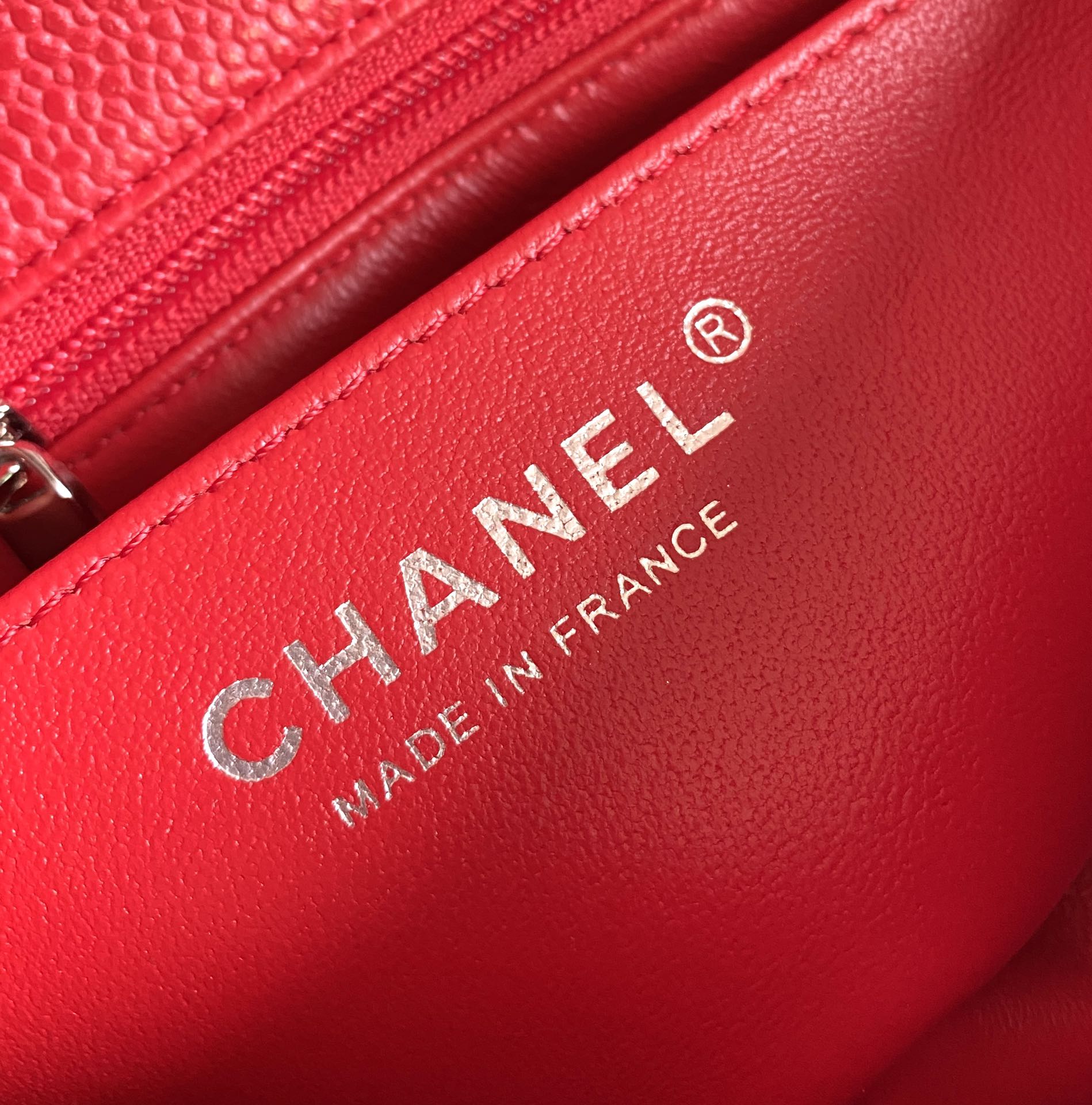 MINI RECTANGLE FLAP BAG 20CM RED CAVIAR SILVER HARDWARE