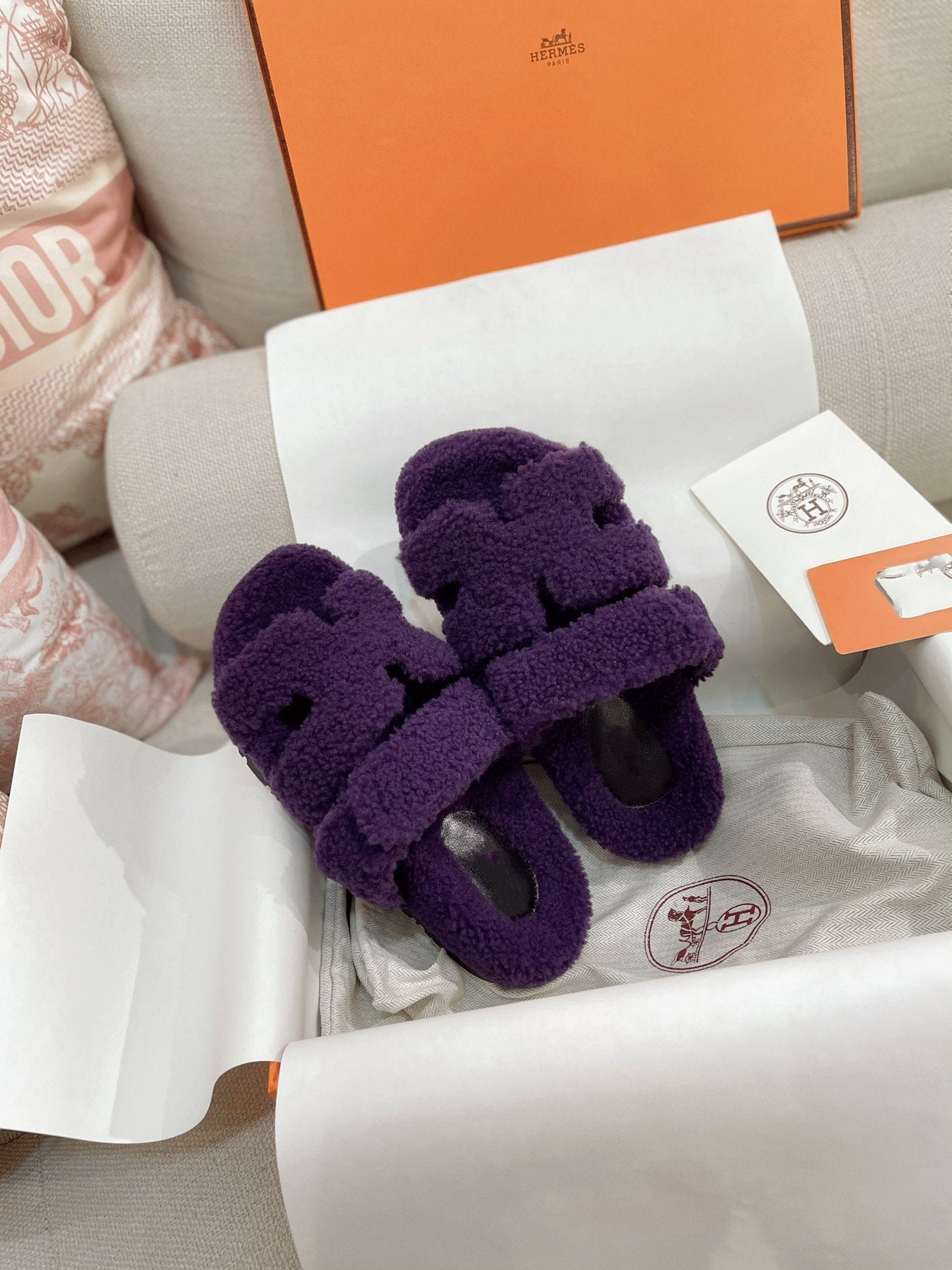 chypre sandal purple lamb wool