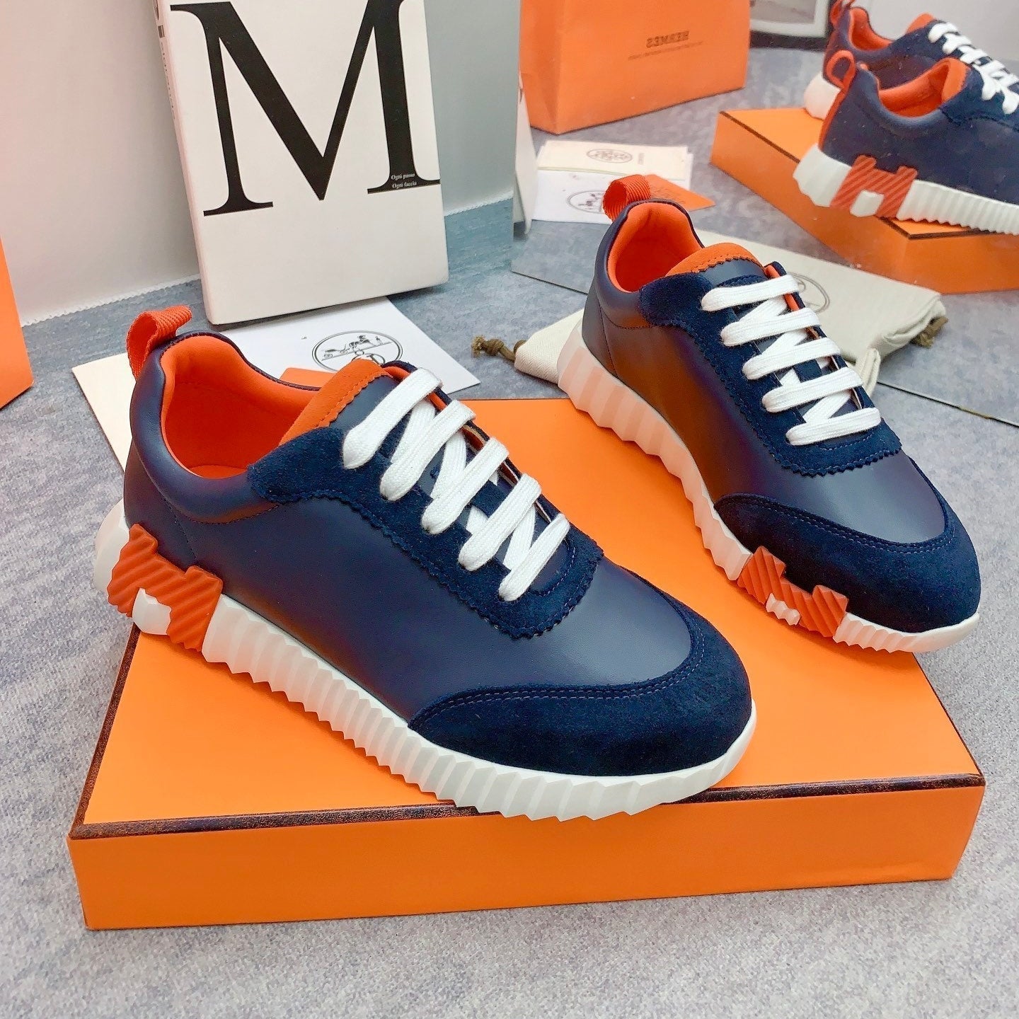HM Bouncing Sneaker In Navy Blue Lambskin 106425