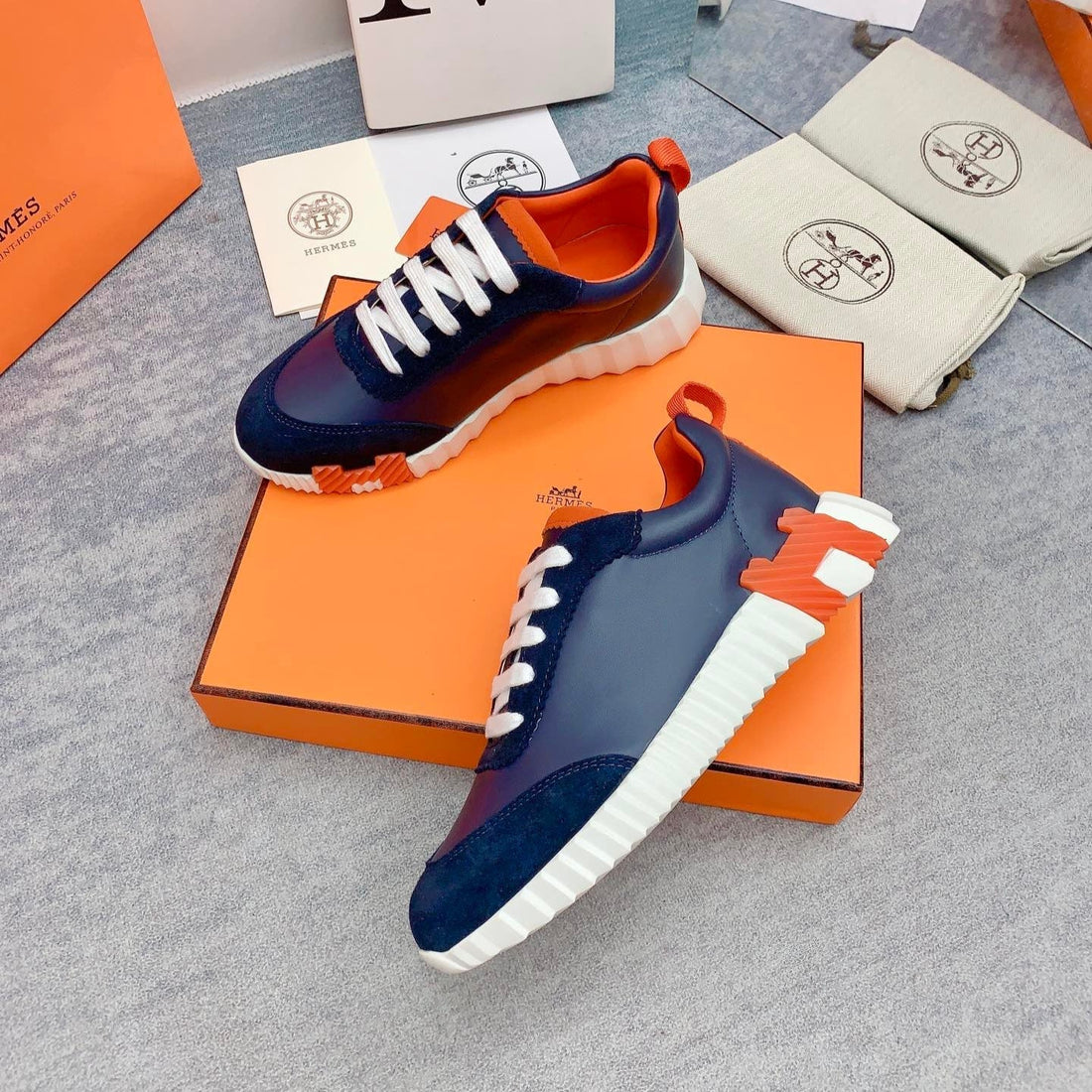 HM Bouncing Sneaker In Navy Blue Lambskin 106425