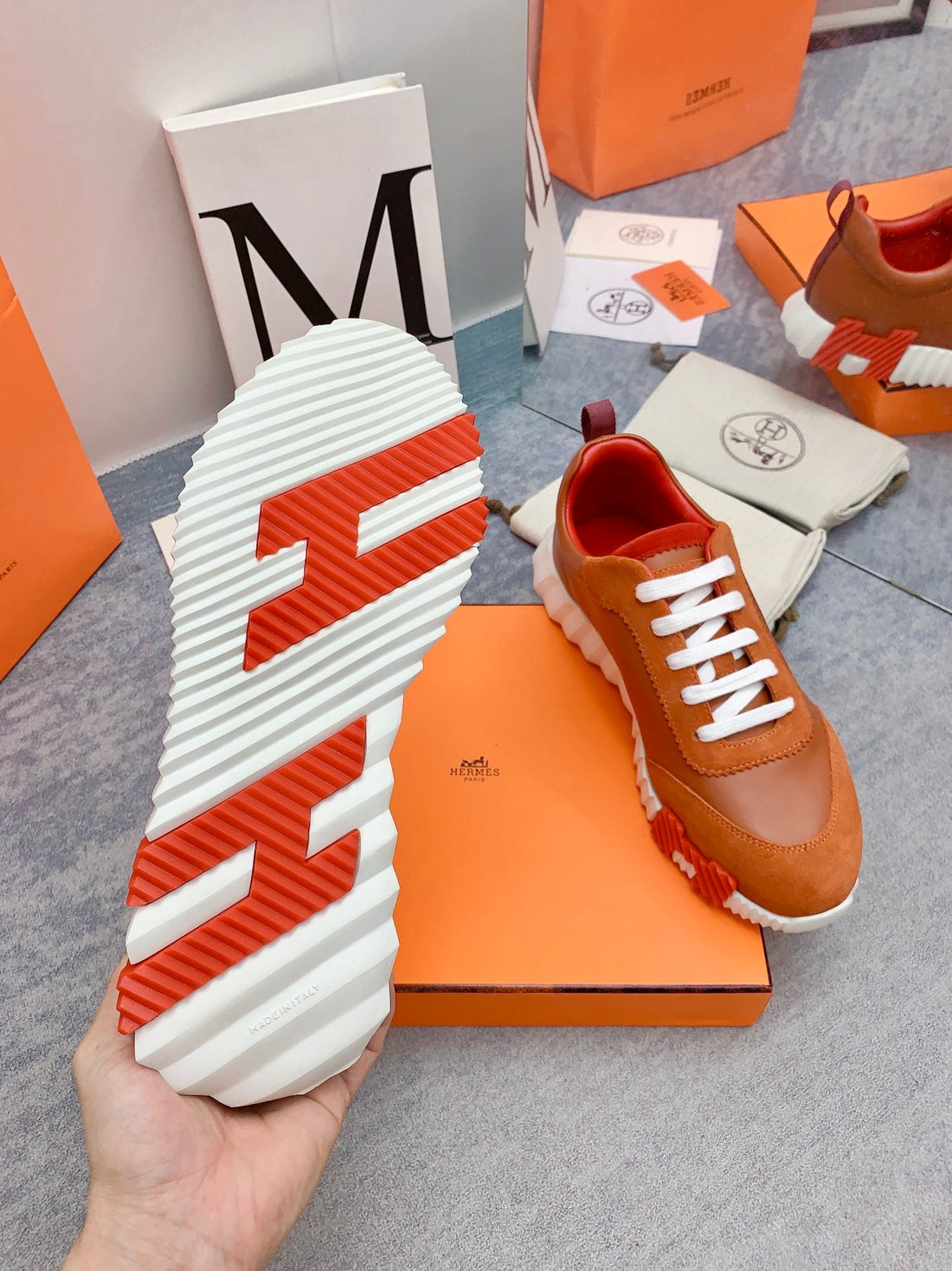 HM Bouncing Sneaker In Brown Lambskin 106427