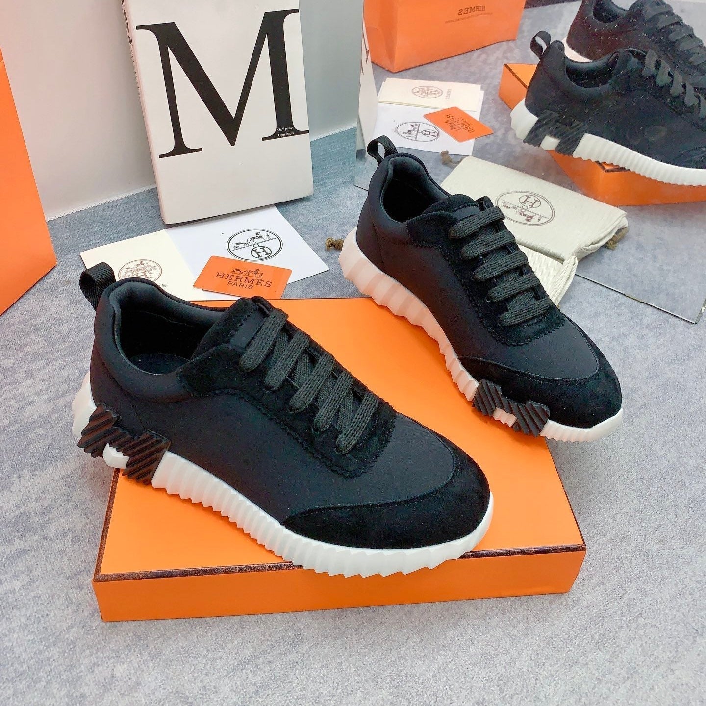 HM Bouncing Sneaker In Black Silk Lambskin 106443