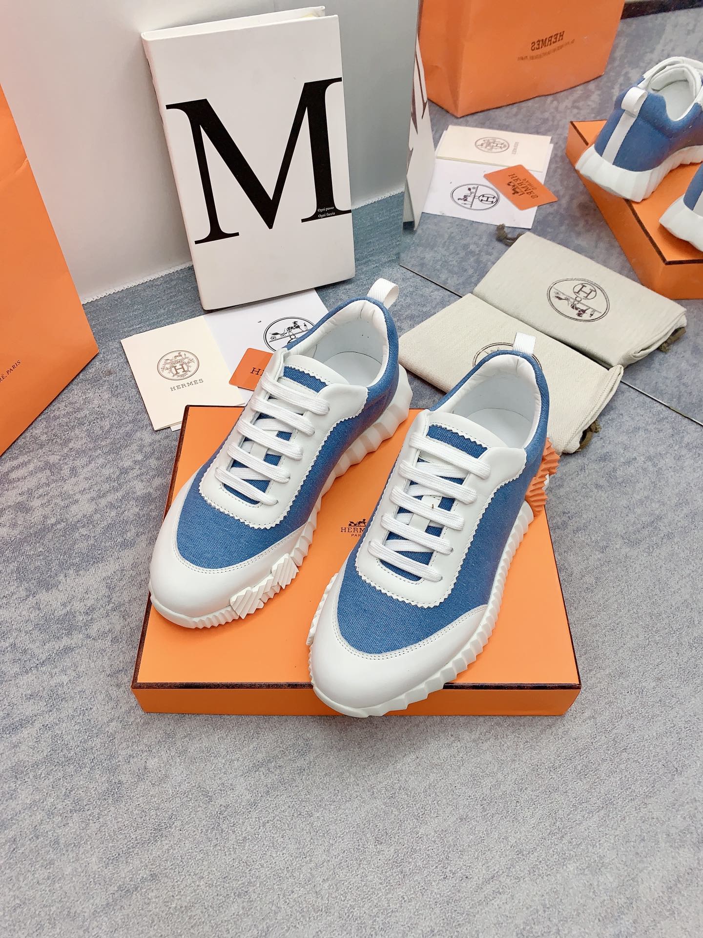 HM Bouncing Sneaker In Blue Denim Fabric  106453