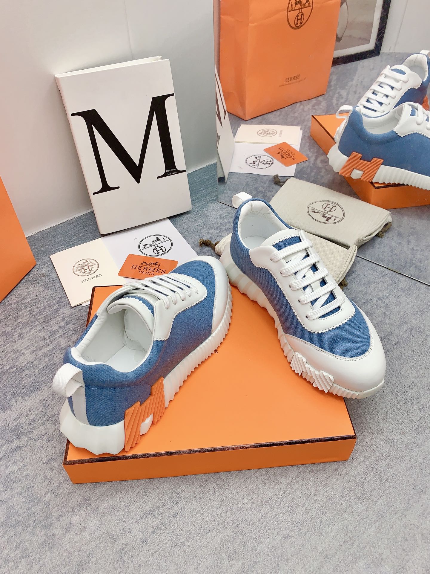 HM Bouncing Sneaker In Blue Denim Fabric  106453