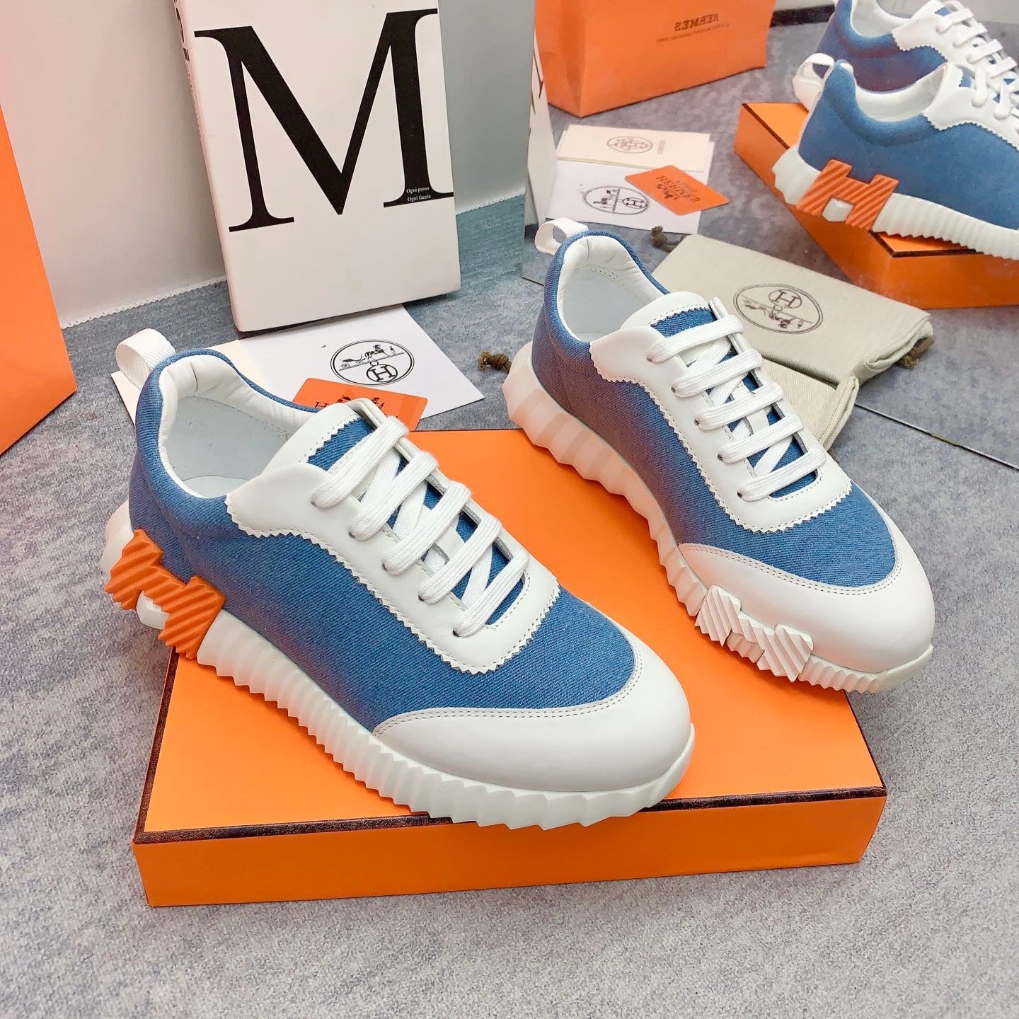 HM Bouncing Sneaker In Blue Denim Fabric  106453