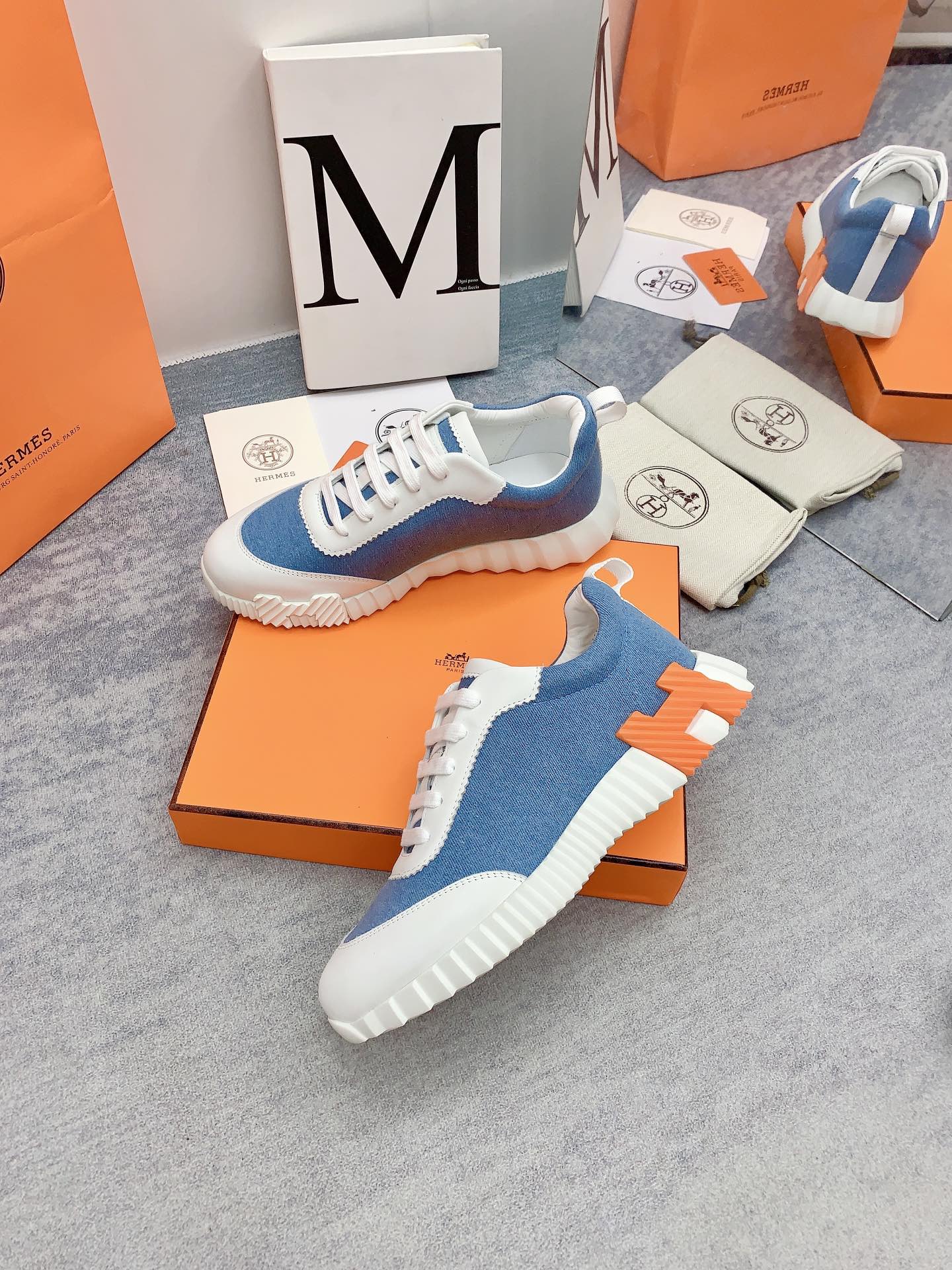 HM Bouncing Sneaker In Blue Denim Fabric  106453