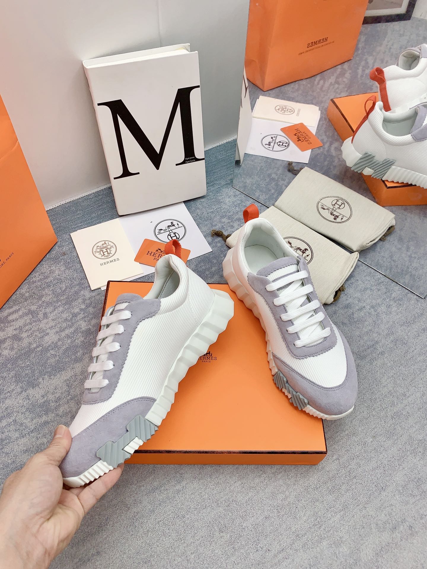 HM Bouncing Sneaker In Grey Mesh Fabric 106455