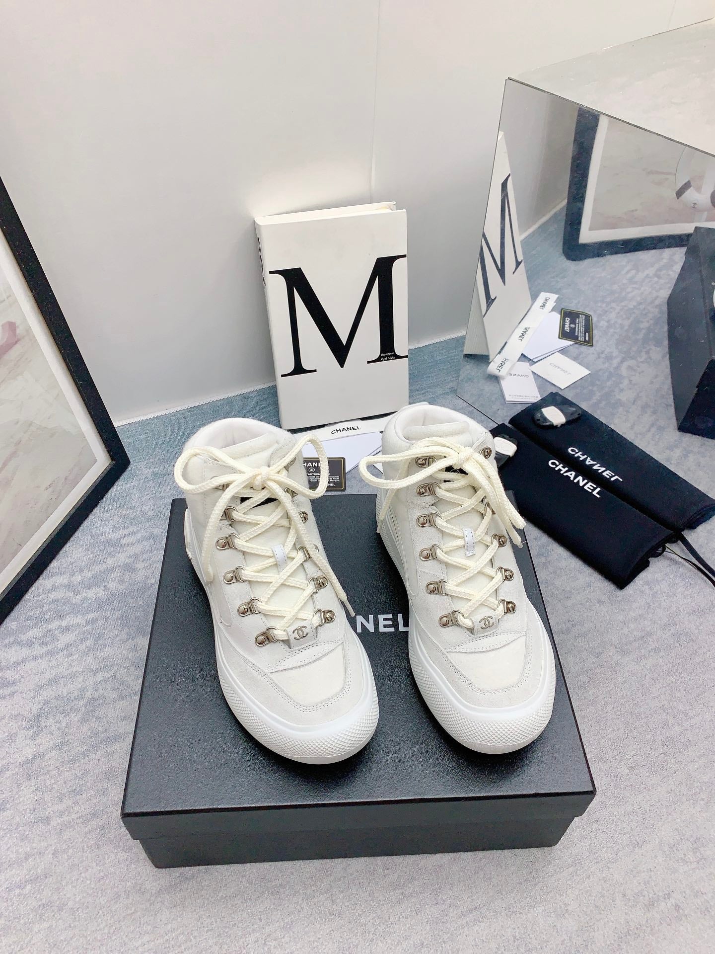 CC Sneaker Boots In White Calfskin  148775