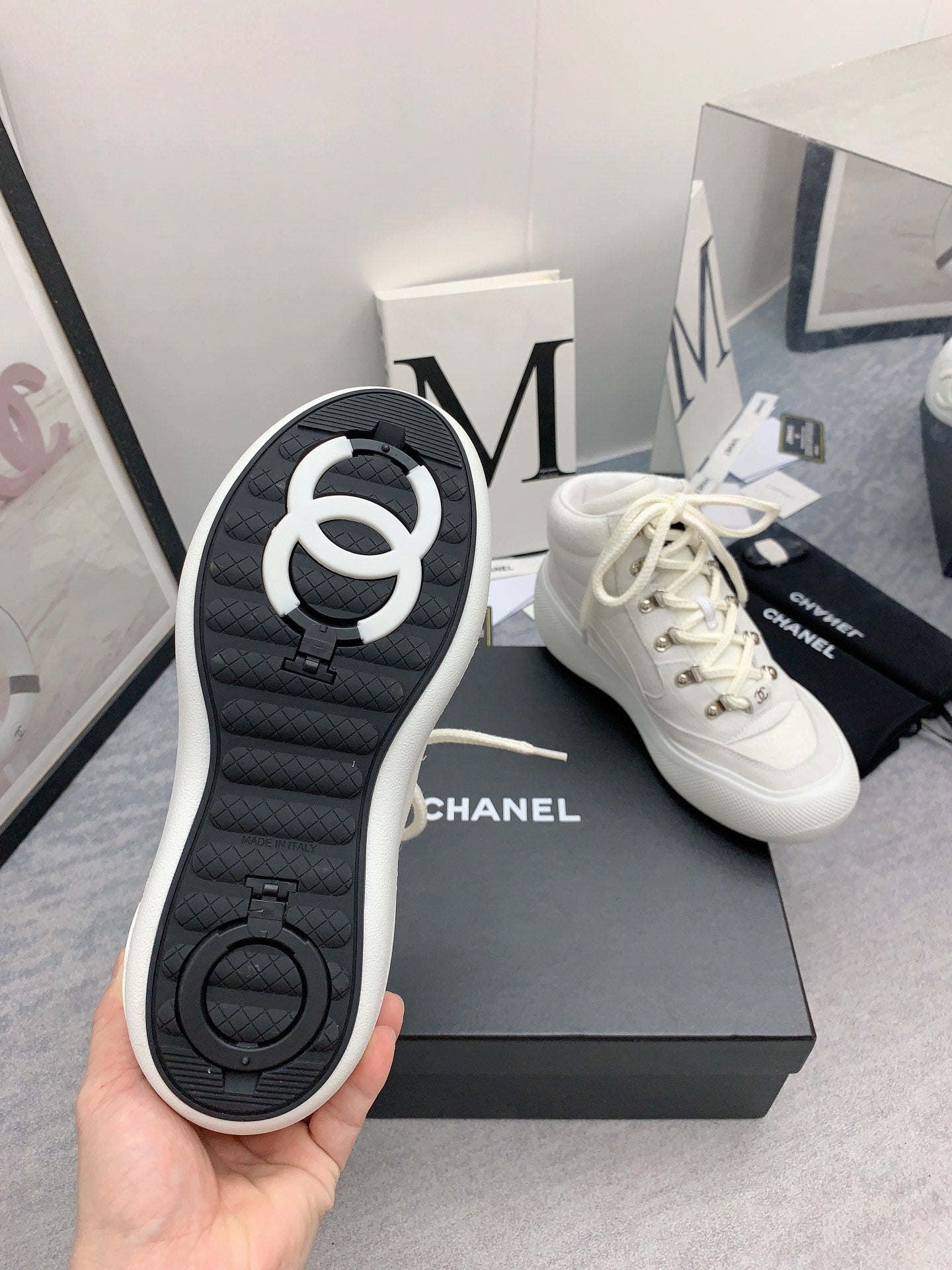 CC Sneaker Boots In White Calfskin  148775