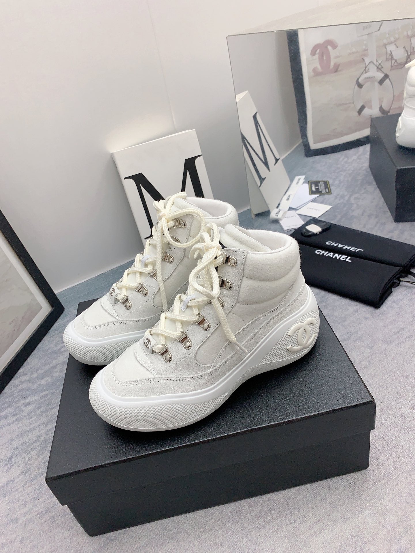 CC Sneaker Boots In White Calfskin  148775