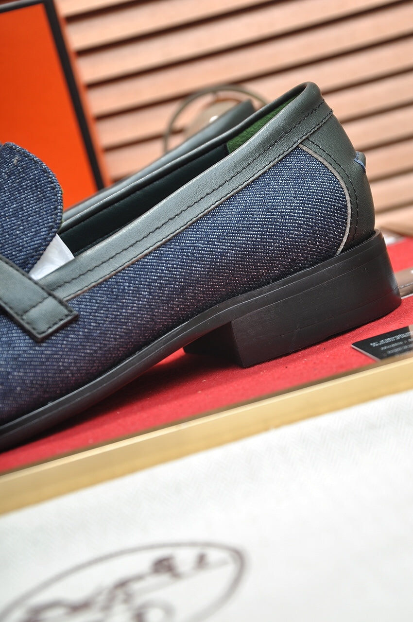 HM Men's Destin Loafer Blue Denim Cowhide 668422