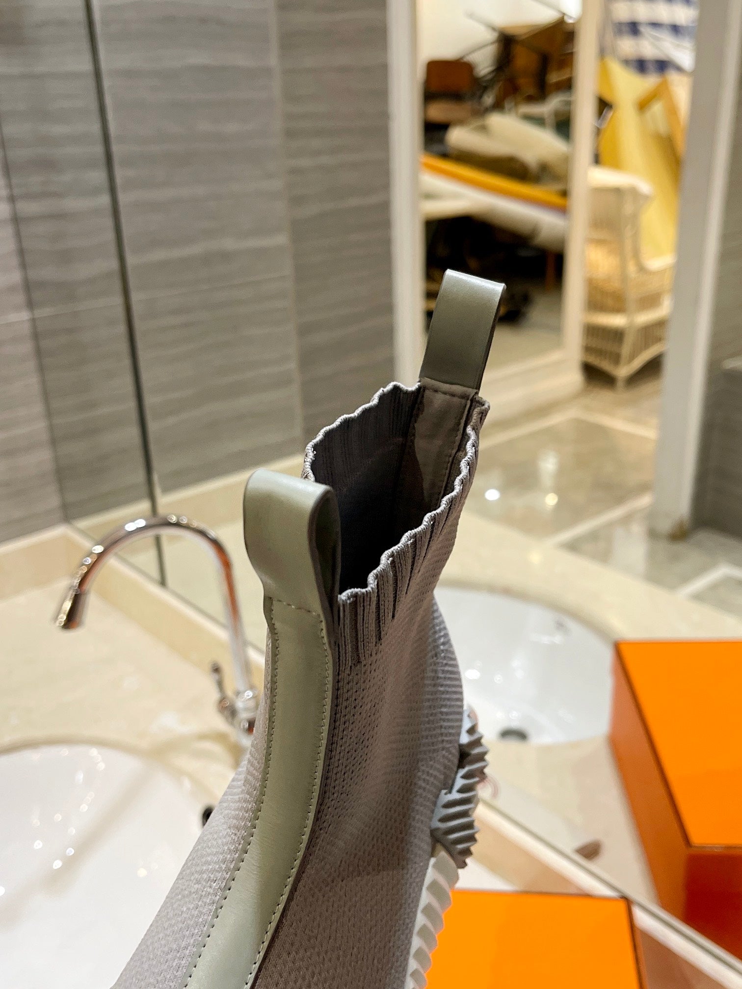 HM Fun Sneaker In Grey Mesh Fabric And Lambskin  983002