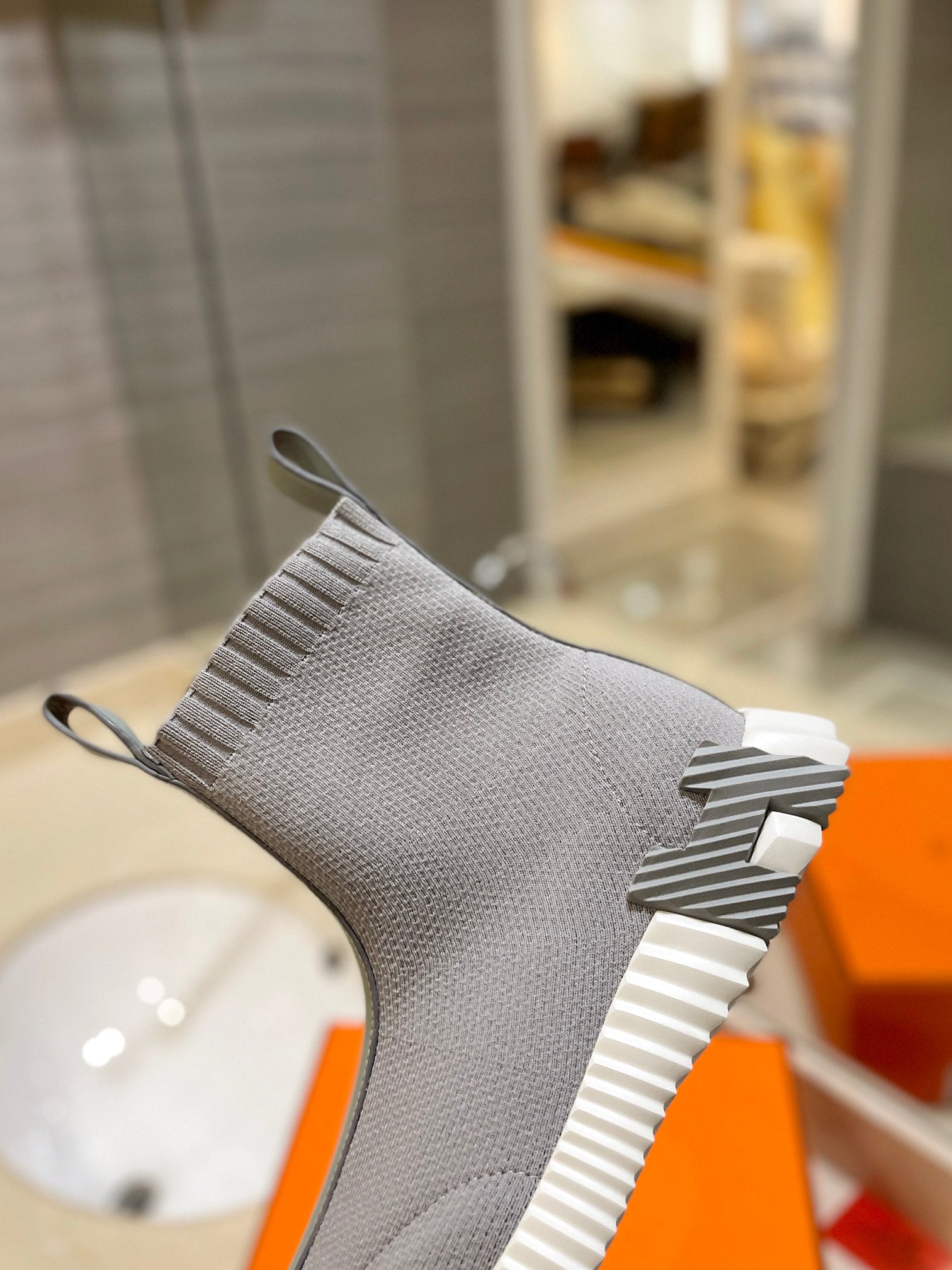 HM Fun Sneaker In Grey Mesh Fabric And Lambskin  983002