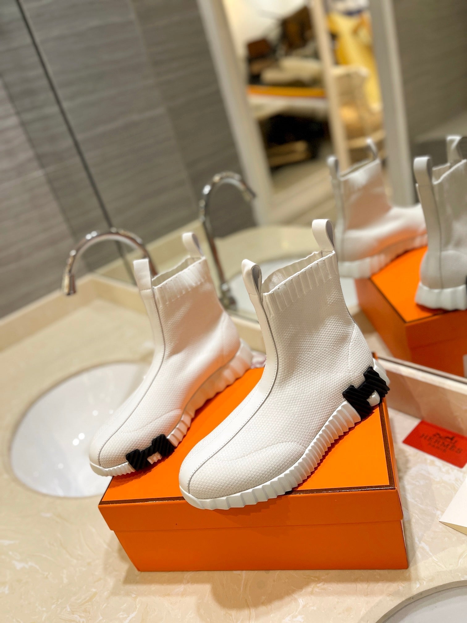 HM Fun Sneaker In White Mesh Fabric And Lambskin  983006