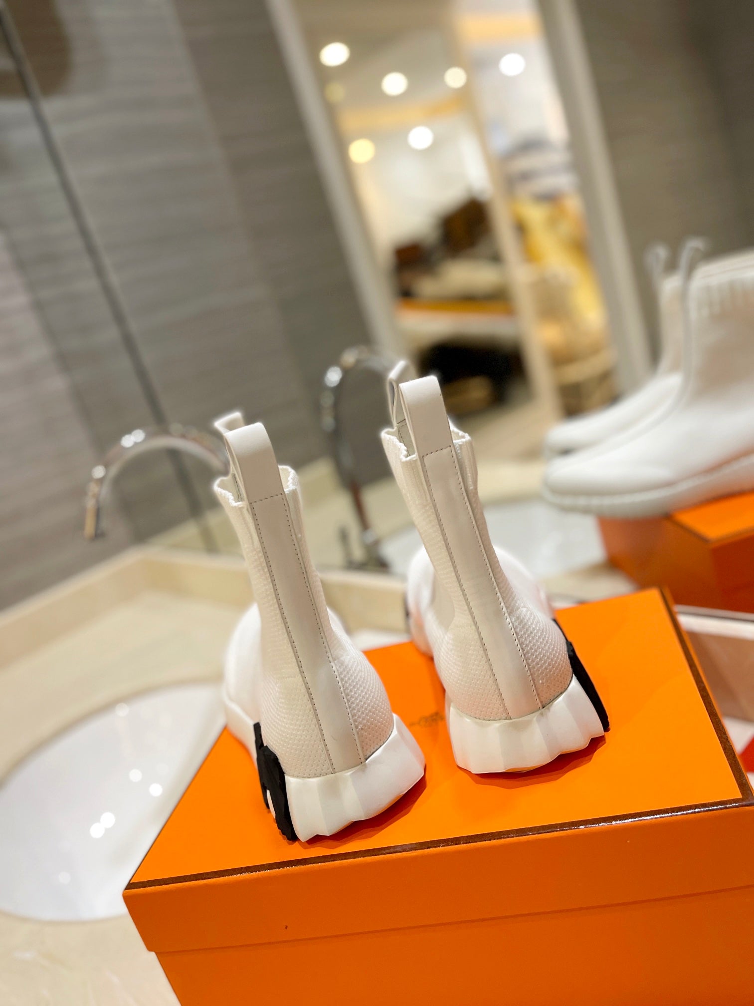 HM Fun Sneaker In White Mesh Fabric And Lambskin  983006