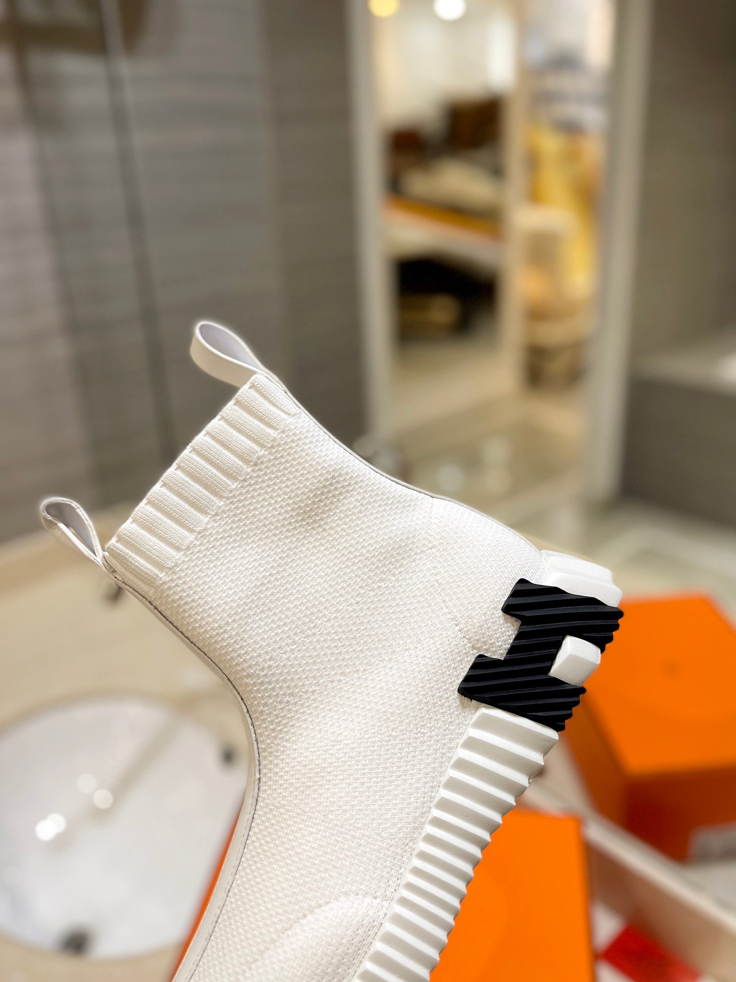 HM Fun Sneaker In White Mesh Fabric And Lambskin  983006