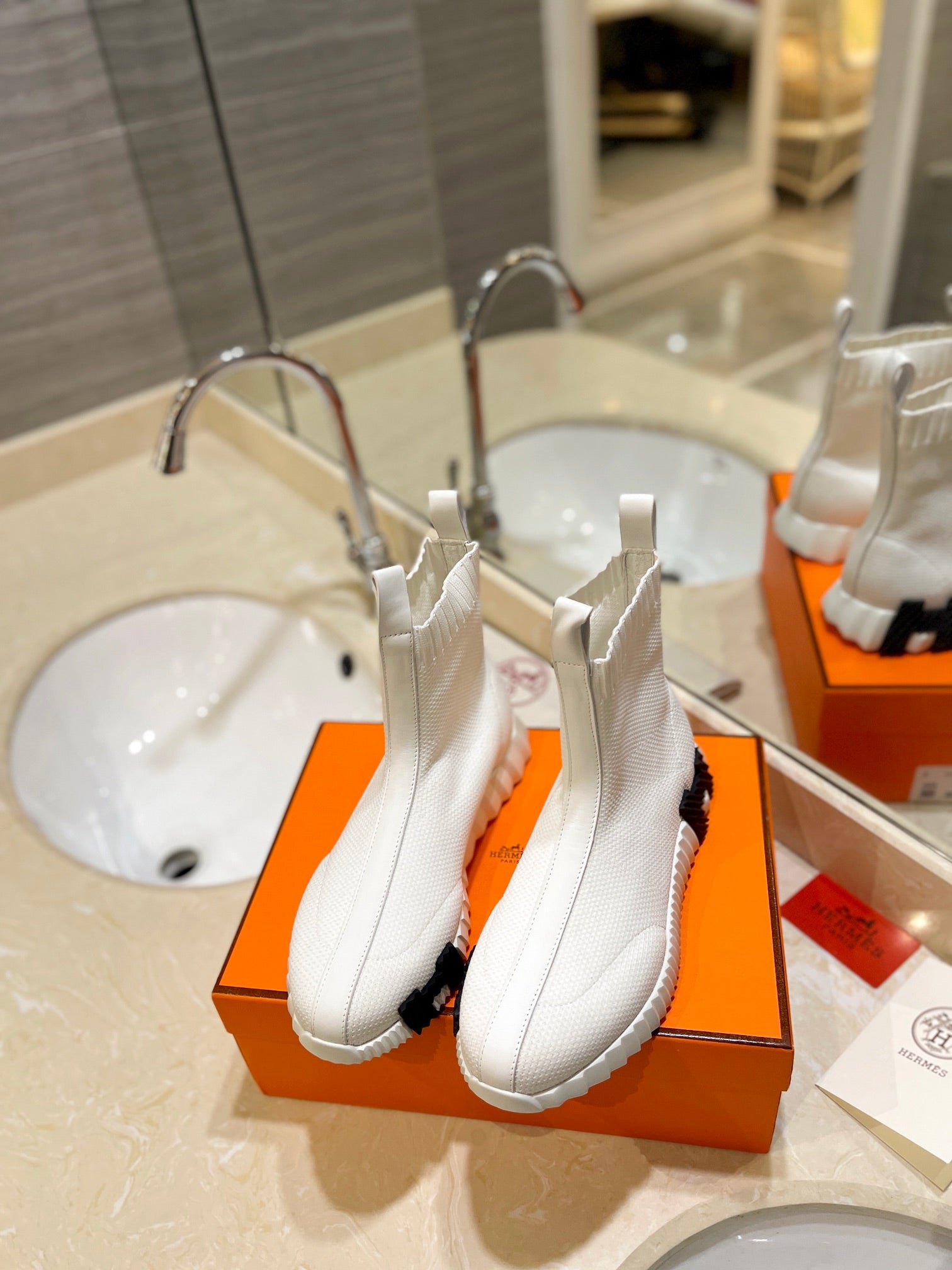 HM Fun Sneaker In White Mesh Fabric And Lambskin  983006