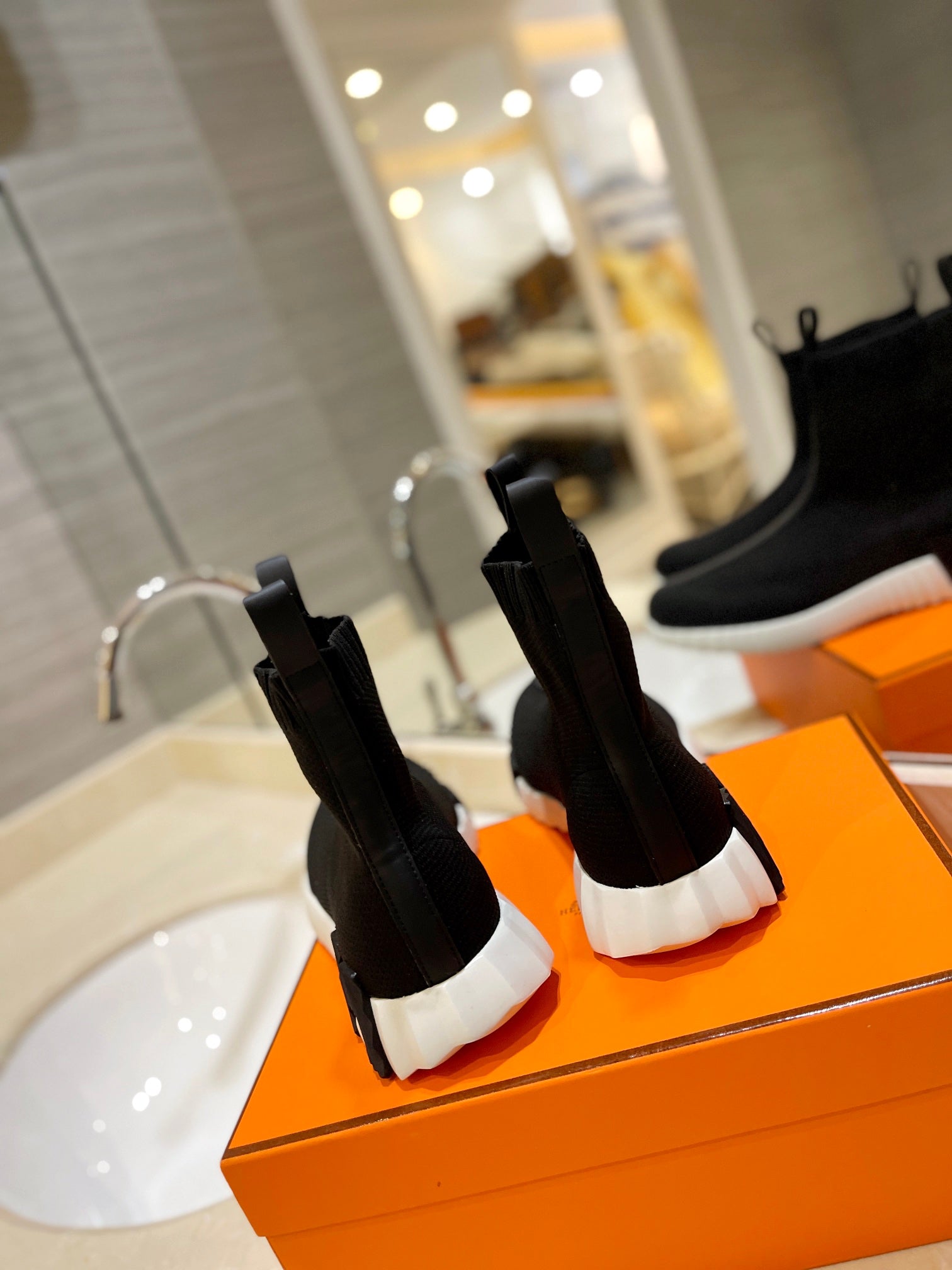 HM Fun Sneaker In Black Mesh Fabric And Lambskin  983010