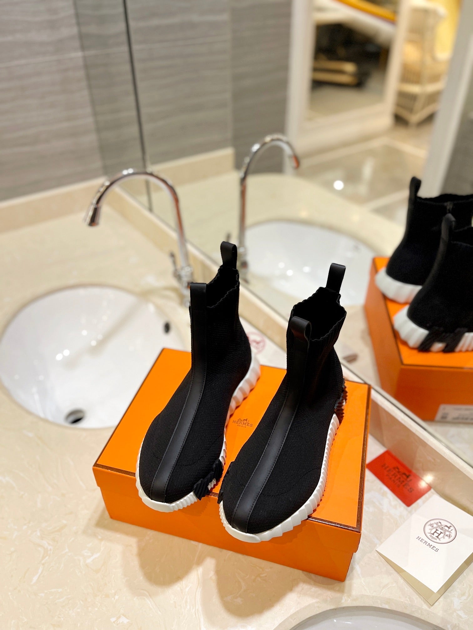 HM Fun Sneaker In Black Mesh Fabric And Lambskin  983010