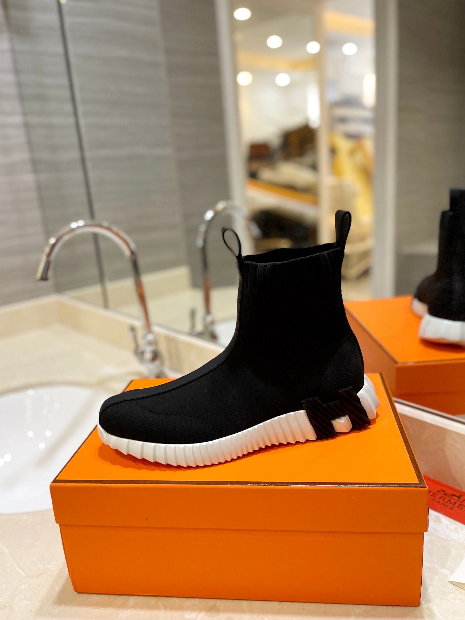 HM Fun Sneaker In Black Mesh Fabric And Lambskin  983010