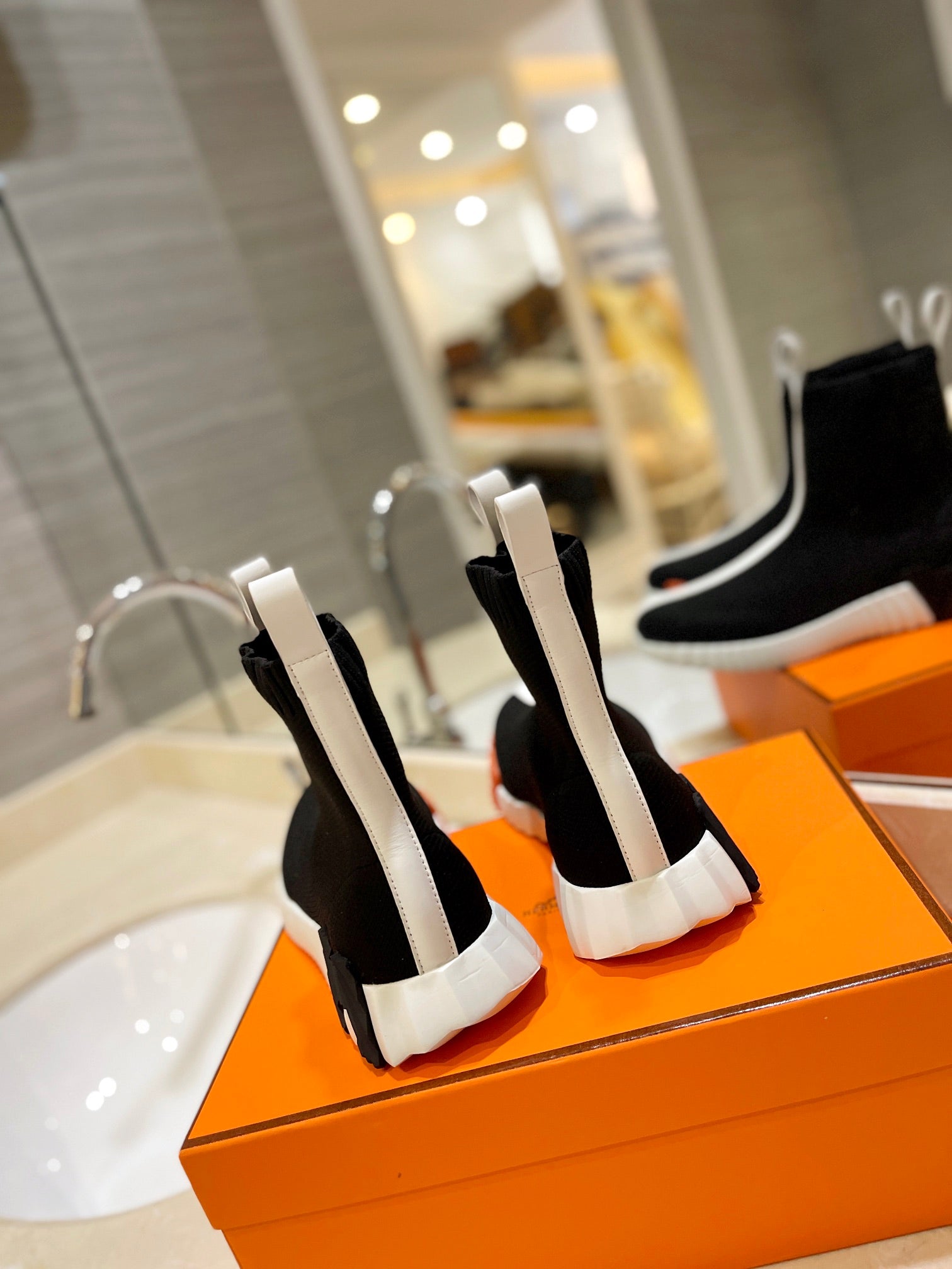 HM Fun Sneaker In White Mix Black Mesh Fabric And Lambskin 983014