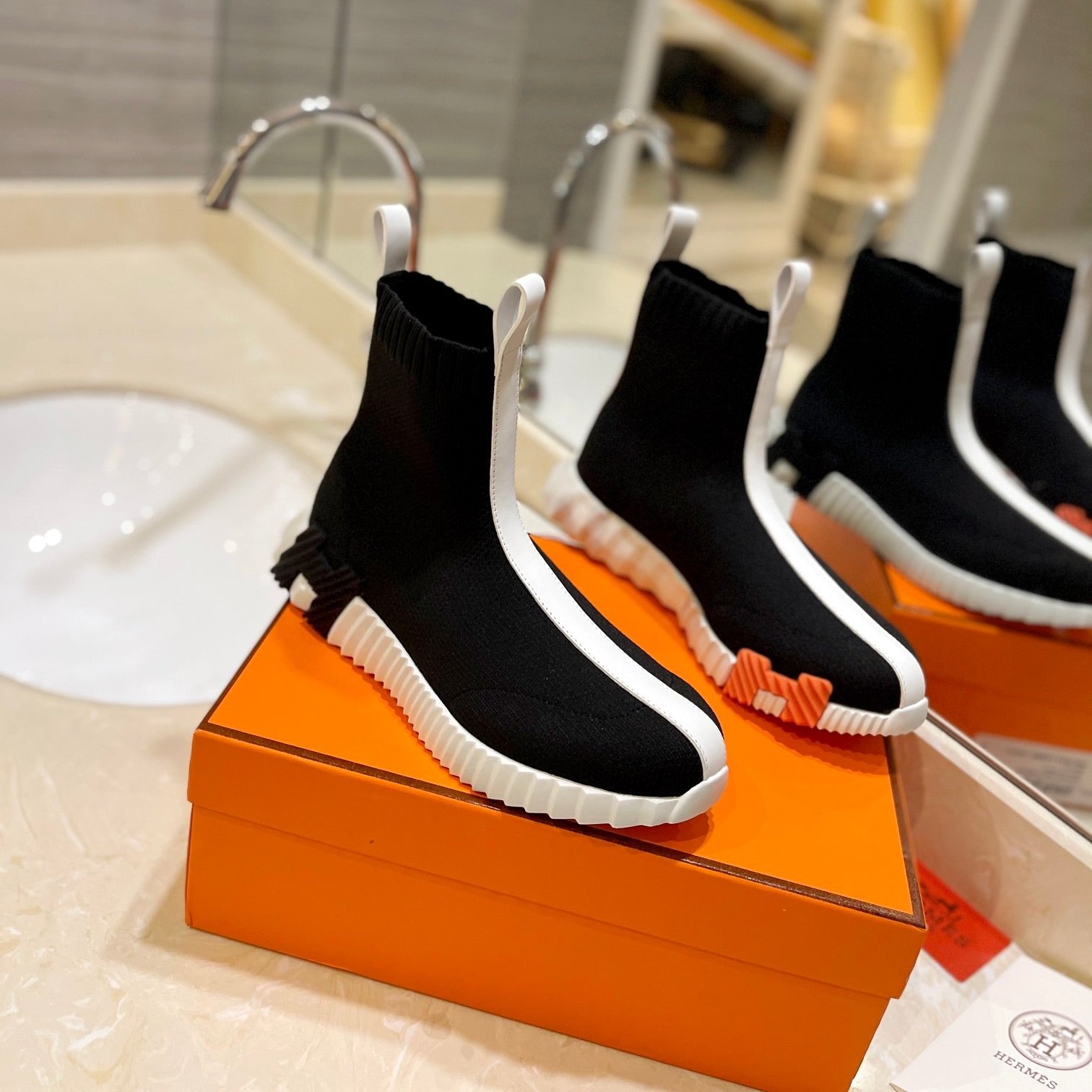 HM Fun Sneaker In White Mix Black Mesh Fabric And Lambskin 983014