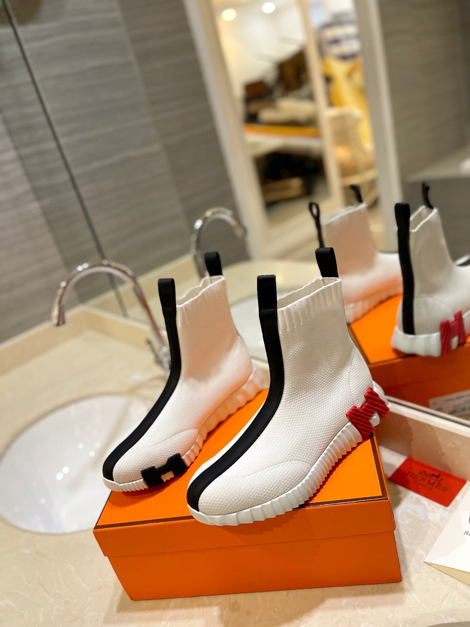 HM Fun Sneaker In Black Mix White Mesh Fabric And Lambskin 983018