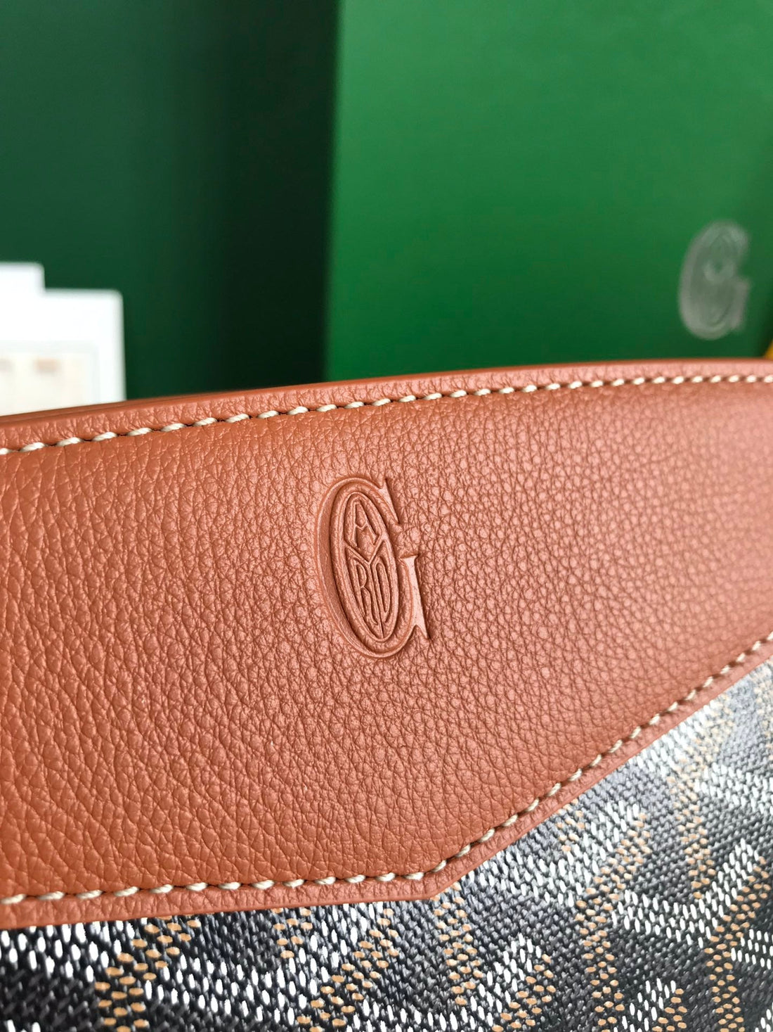 ROUETTE STRUCTURÃ‰ MINI BAG 21 IN BLACK GOYARDINE CANVAS AND TAN CALFSKIN