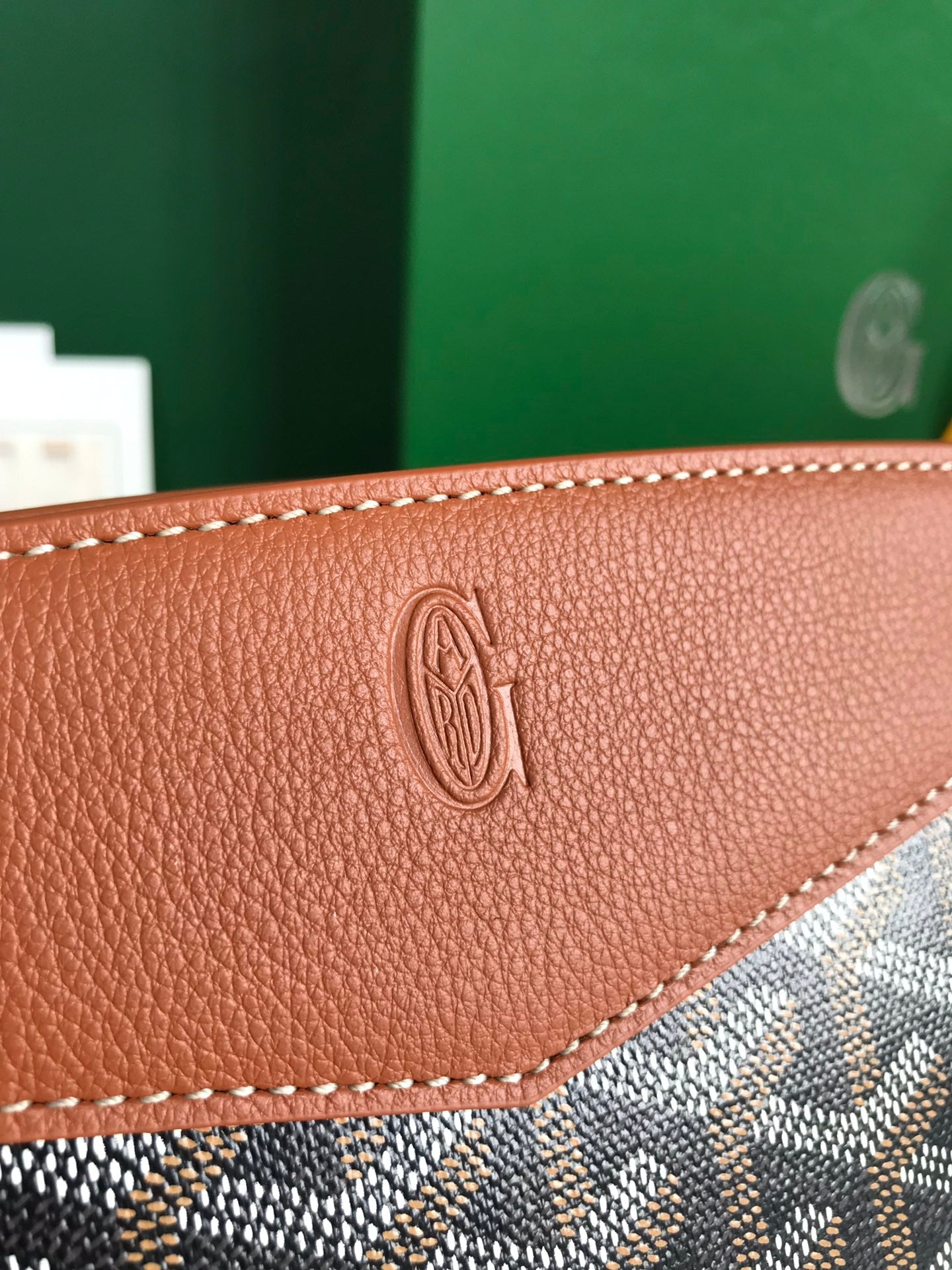 ROUETTE STRUCTURÃ‰ MINI BAG 21 IN BLACK GOYARDINE CANVAS AND TAN CALFSKIN