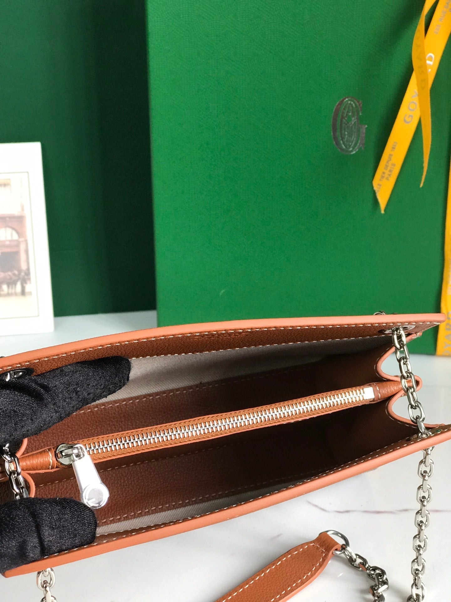 ROUETTE STRUCTURÃ‰ MINI BAG 21 IN BLACK GOYARDINE CANVAS AND TAN CALFSKIN