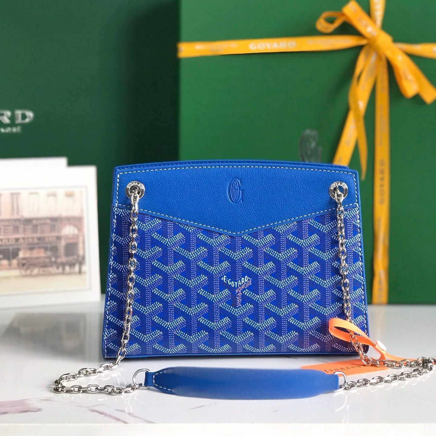 ROUETTE STRUCTURÃ‰ MINI BAG 21 IN SAPPHIRE BLUE GOYARDINE CANVAS AND CALFSKIN