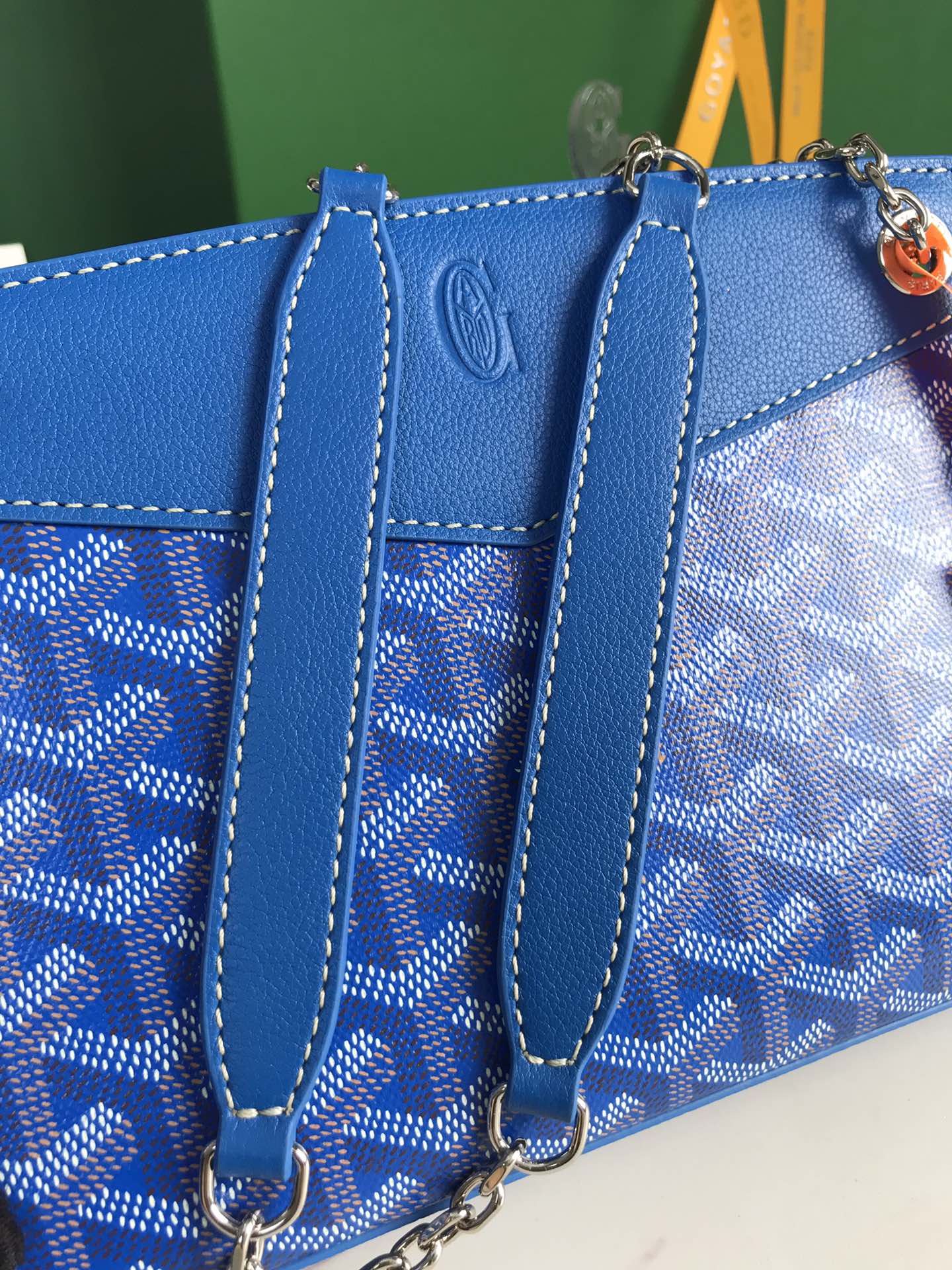 ROUETTE STRUCTURÃ‰ MINI BAG 21 IN SAPPHIRE BLUE GOYARDINE CANVAS AND CALFSKIN
