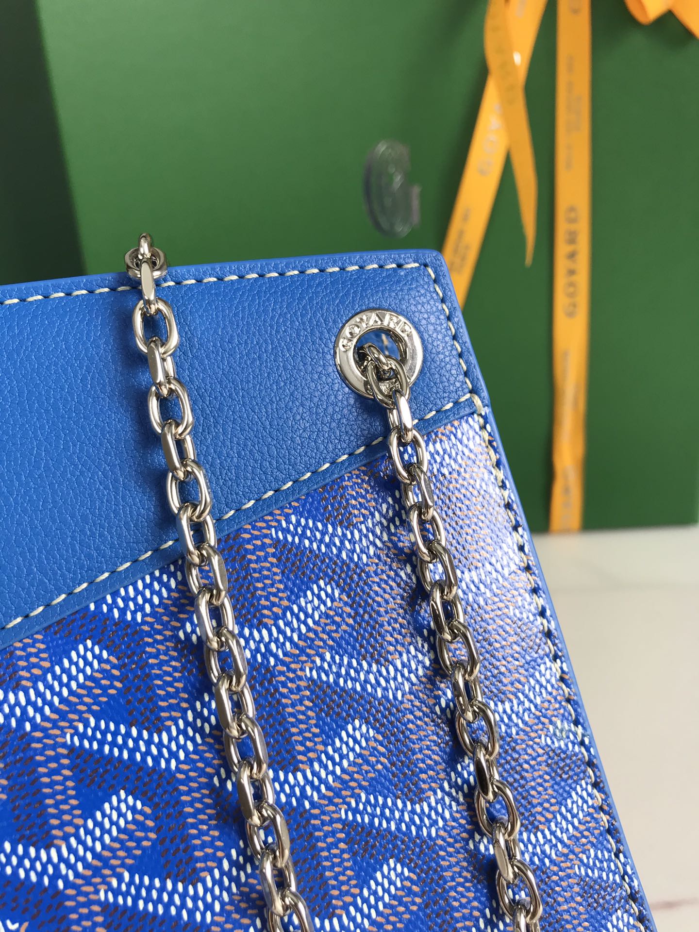 ROUETTE STRUCTURÃ‰ MINI BAG 21 IN SAPPHIRE BLUE GOYARDINE CANVAS AND CALFSKIN