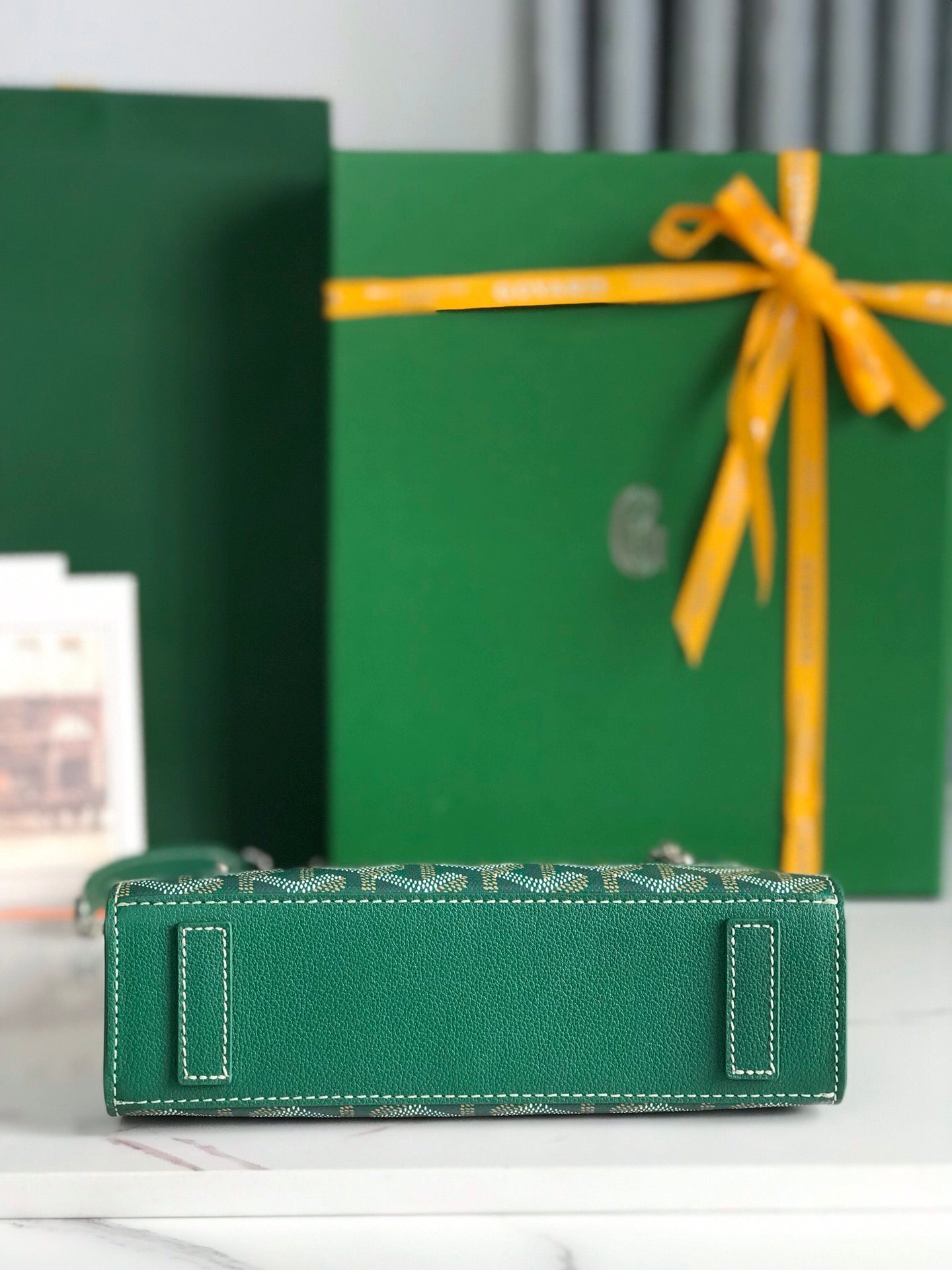 ROUETTE STRUCTURÃ‰ MINI BAG 21 IN GREEN GOYARDINE CANVAS AND CALFSKIN