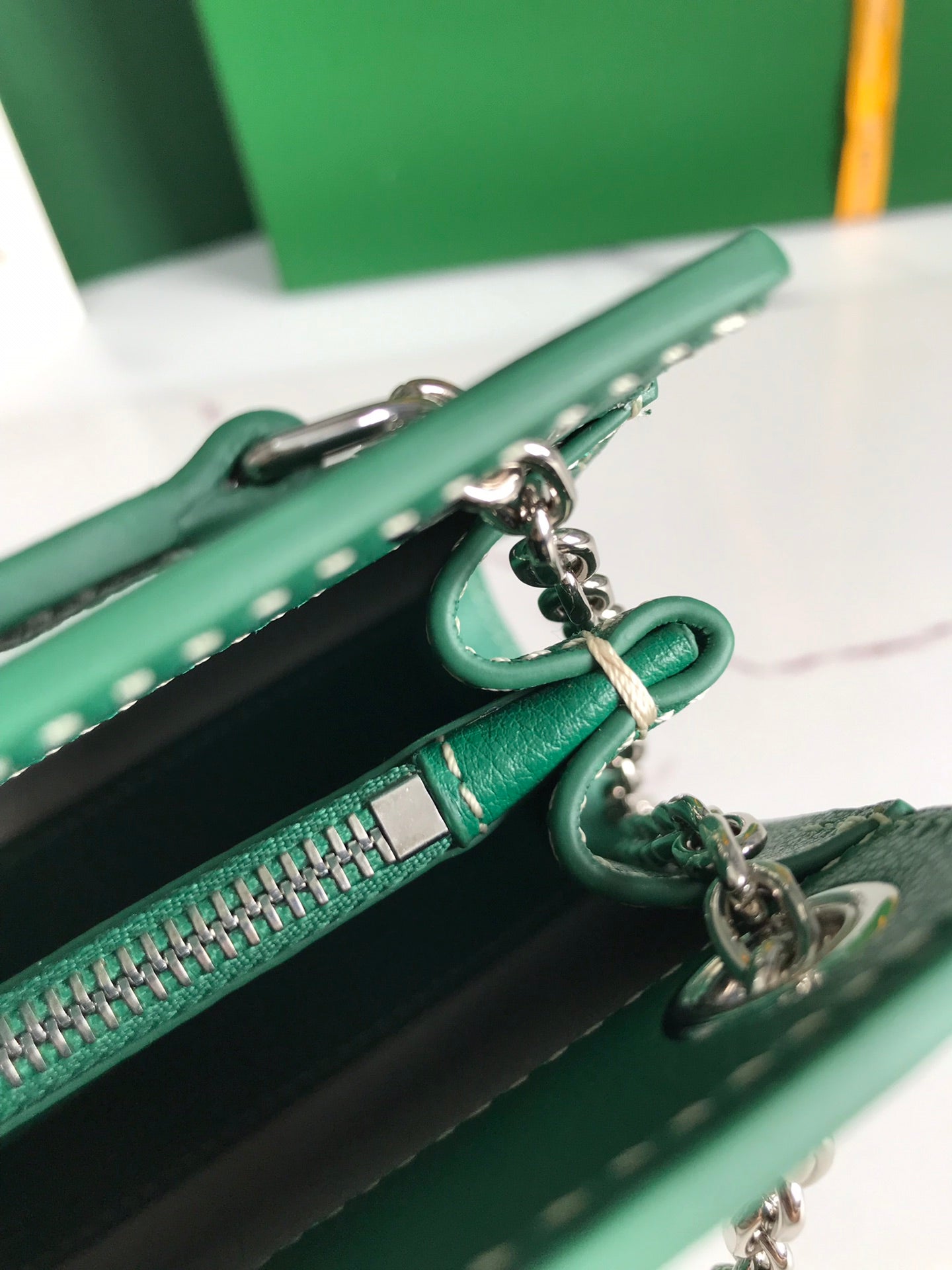ROUETTE STRUCTURÃ‰ MINI BAG 21 IN GREEN GOYARDINE CANVAS AND CALFSKIN