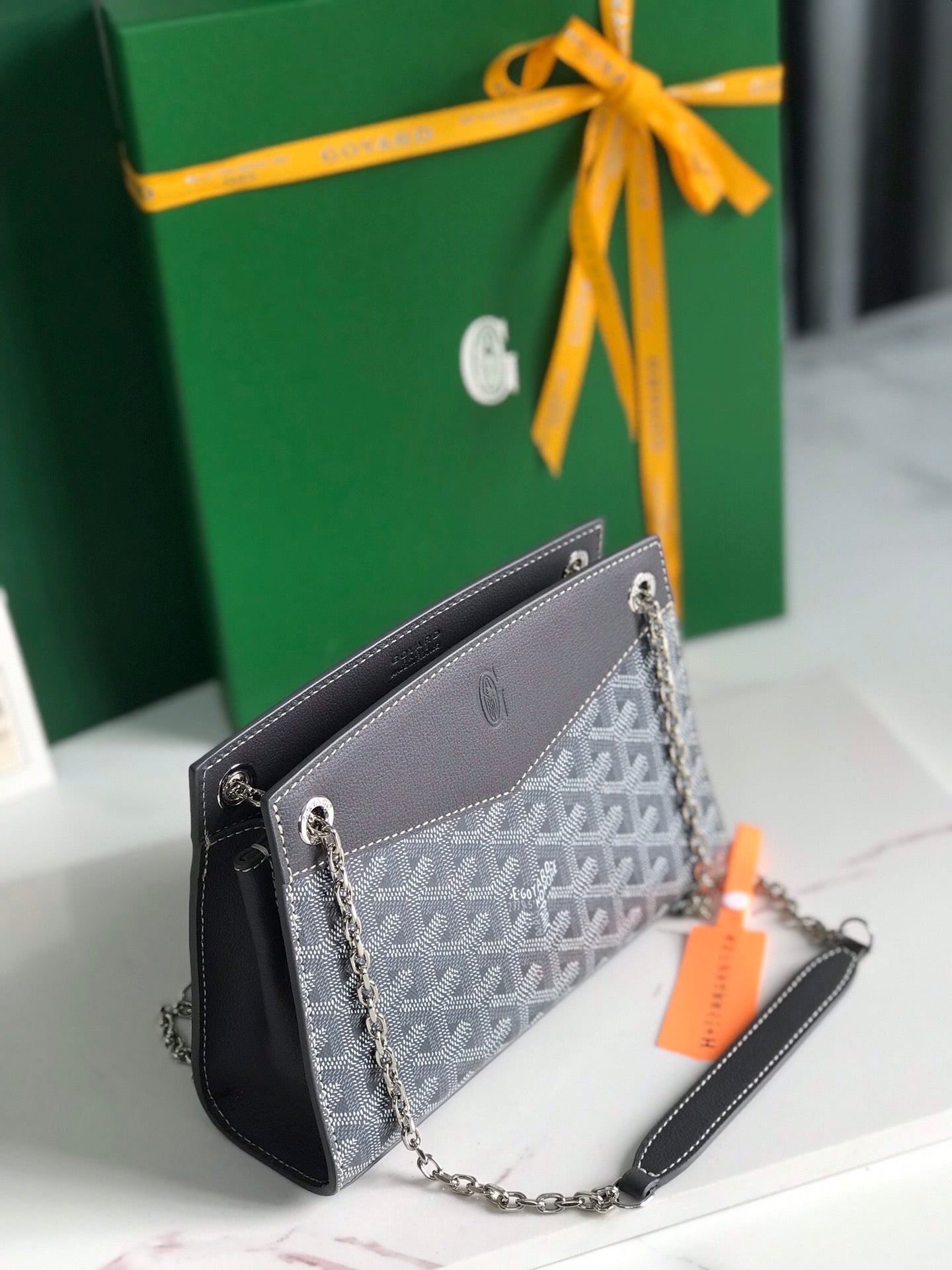 ROUETTE STRUCTURÃ‰ MINI BAG 21 IN GREY BLACK GOYARDINE CANVAS AND CALFSKIN