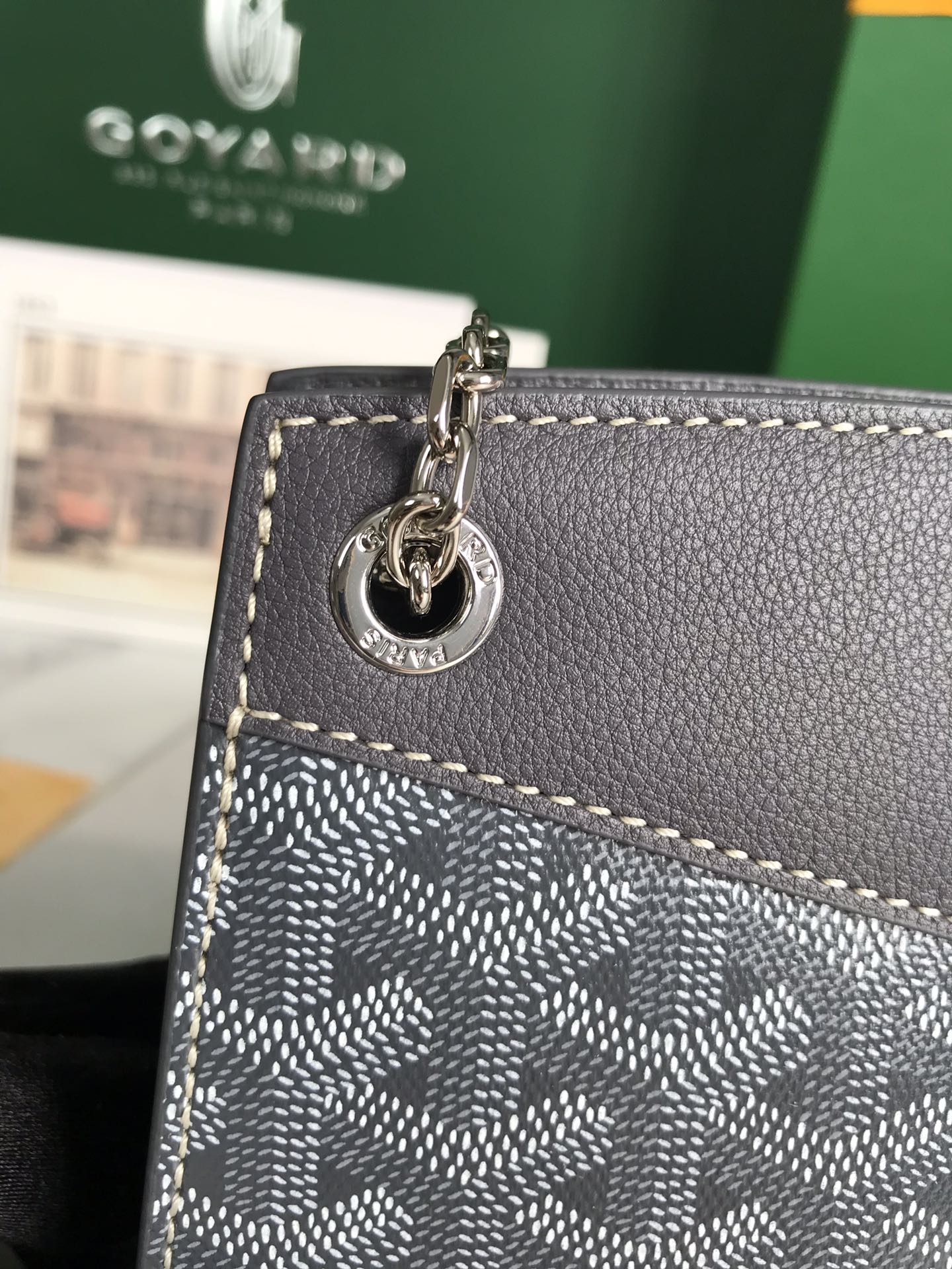 ROUETTE STRUCTURÃ‰ MINI BAG 21 IN GREY BLACK GOYARDINE CANVAS AND CALFSKIN