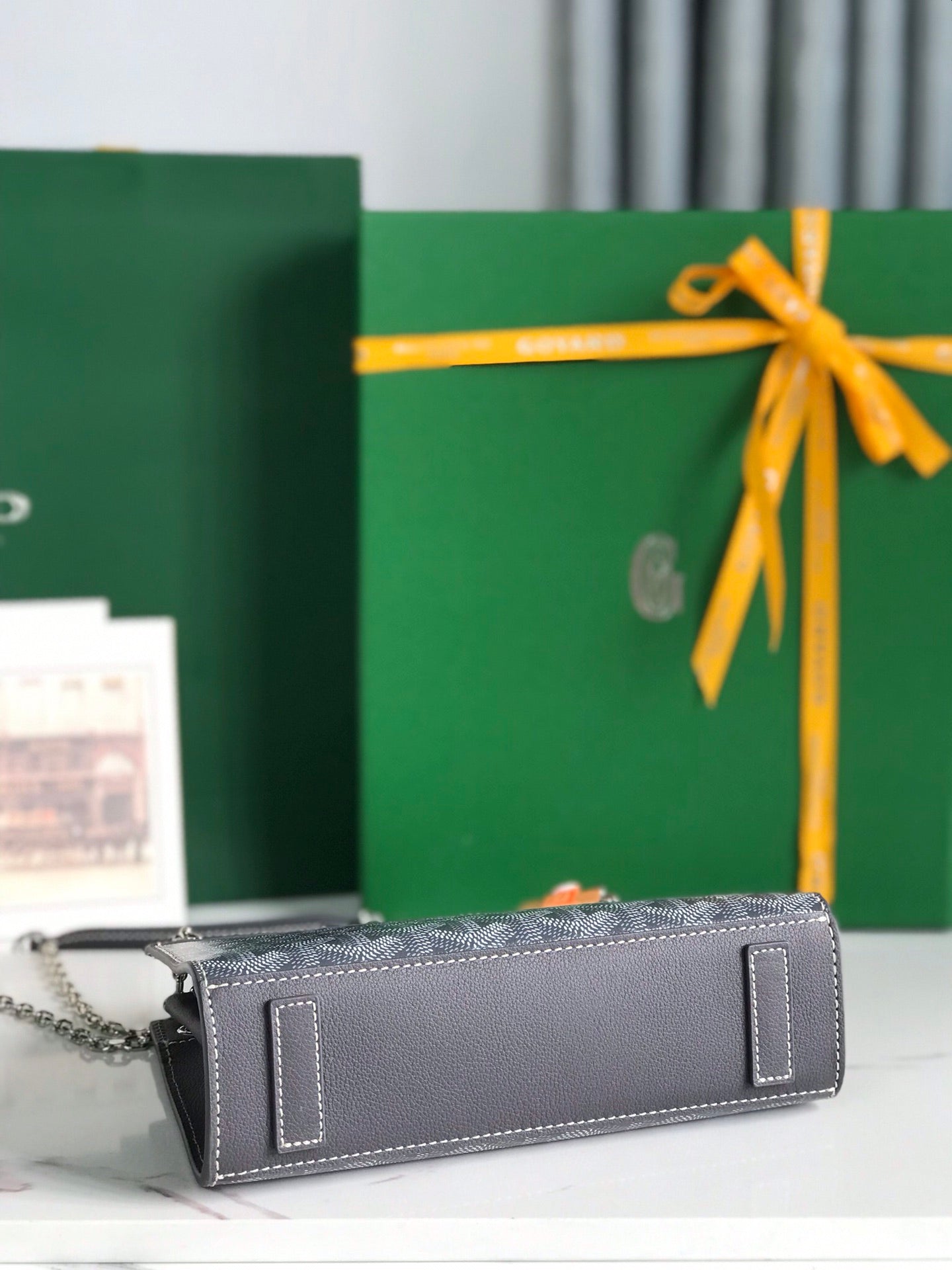 ROUETTE STRUCTURÃ‰ MINI BAG 21 IN GREY BLACK GOYARDINE CANVAS AND CALFSKIN