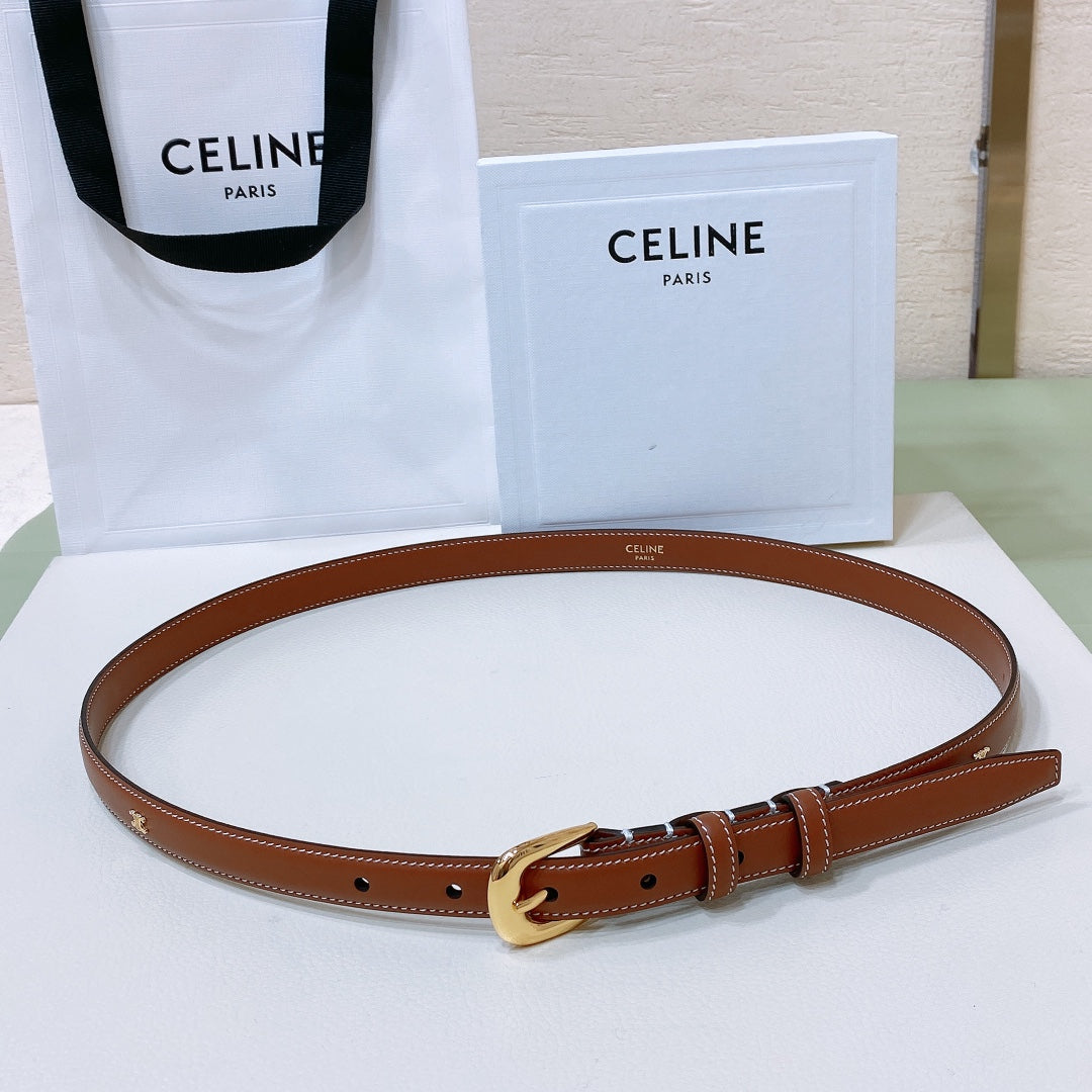 CL MINI 18 MM WESTERN BELT IN BRONZE BROWN CALFSKIN GOLD HARDWARE