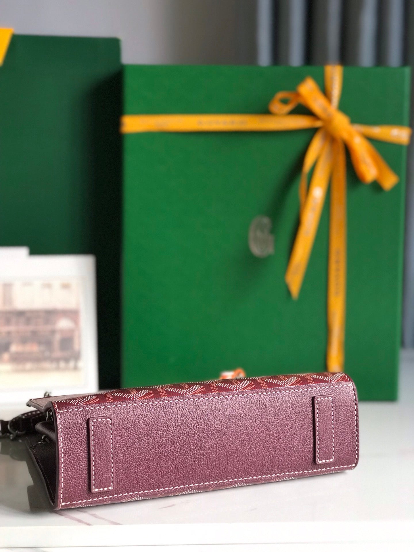 ROUETTE STRUCTURÃ‰ MINI BAG 21 IN WINE RED GOYARDINE CANVAS AND CALFSKIN