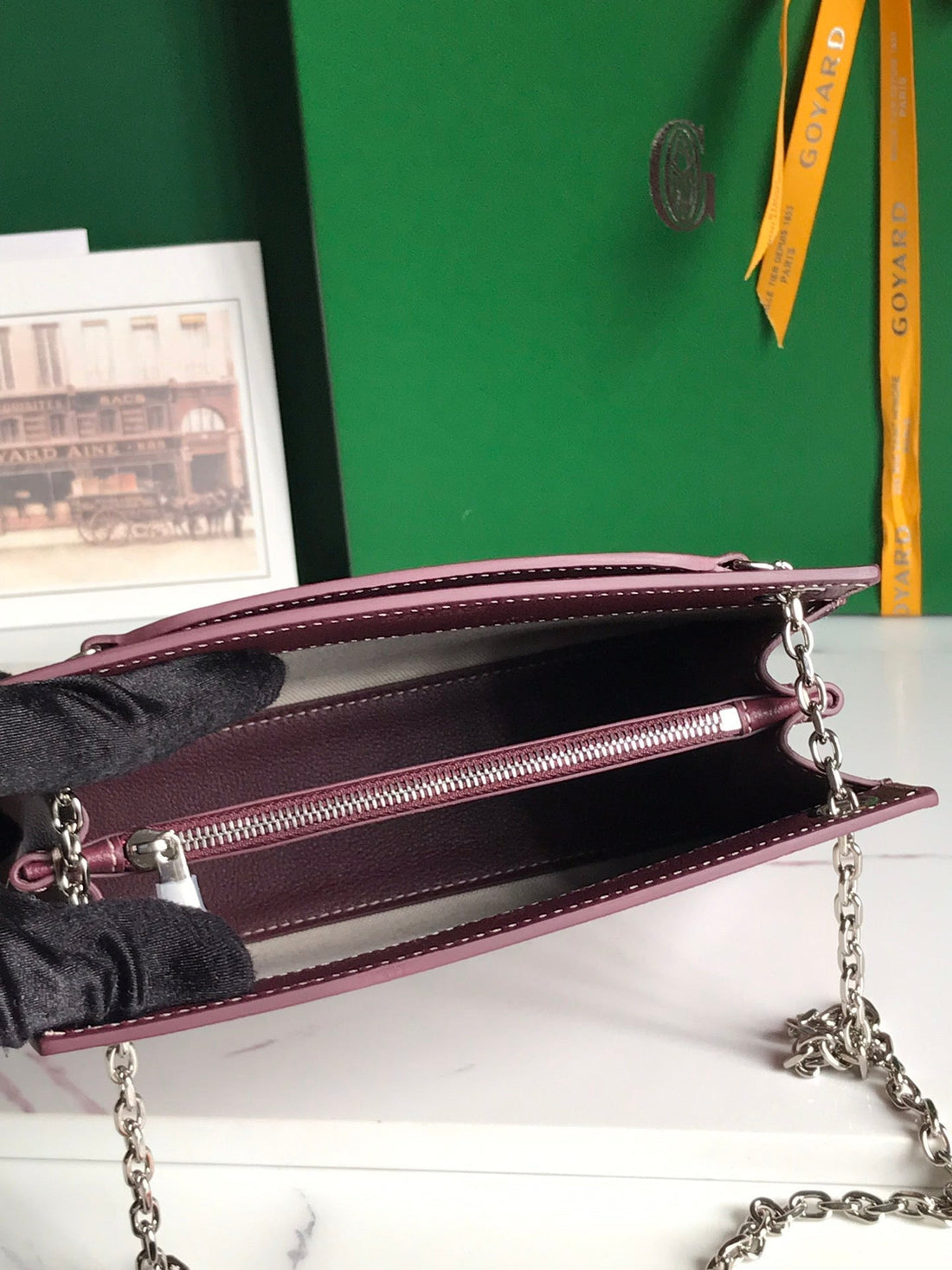 ROUETTE STRUCTURÃ‰ MINI BAG 21 IN WINE RED GOYARDINE CANVAS AND CALFSKIN