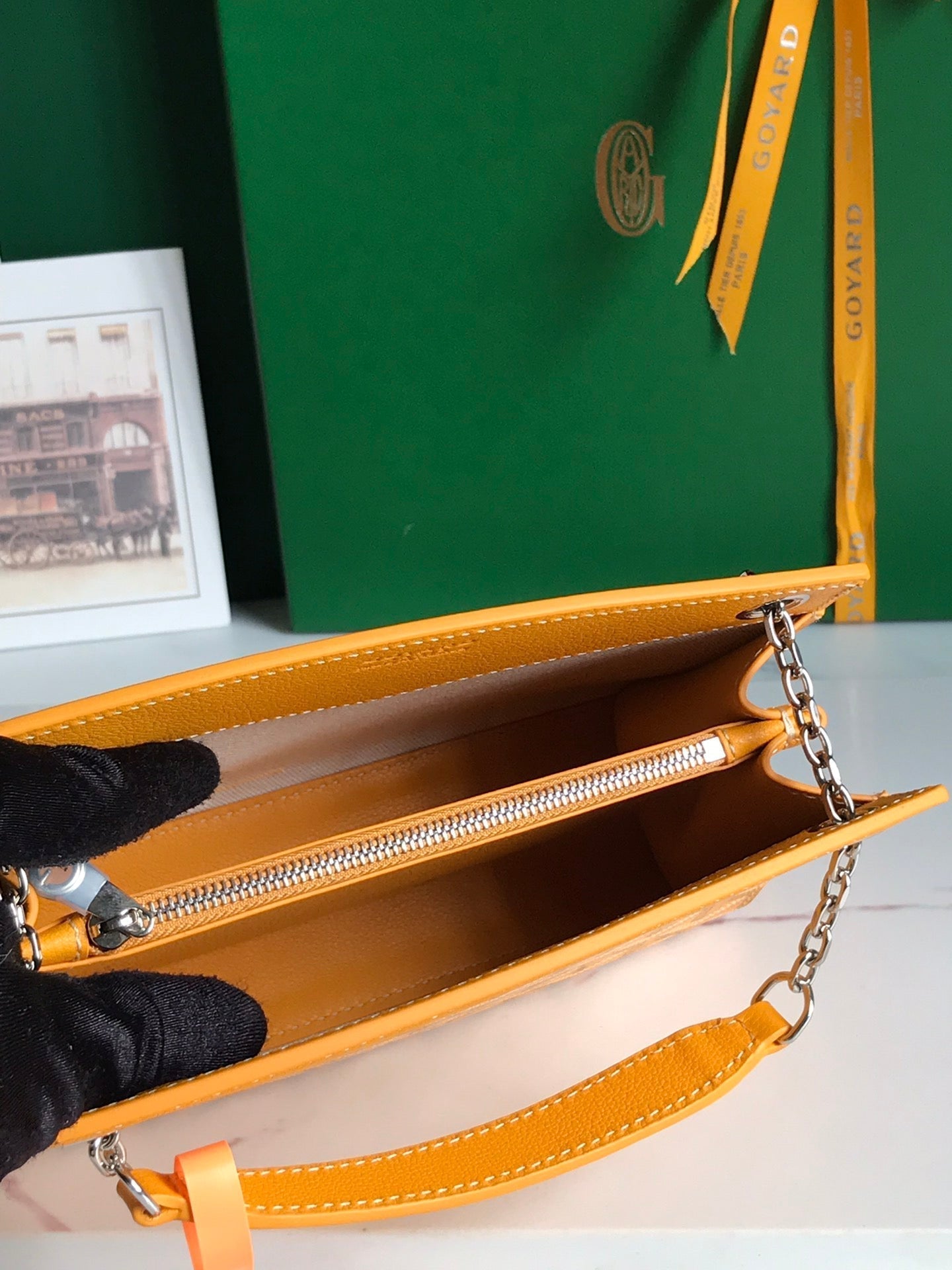 ROUETTE STRUCTURÃ‰ MINI BAG 21 IN YELLOW GOYARDINE CANVAS AND CALFSKIN