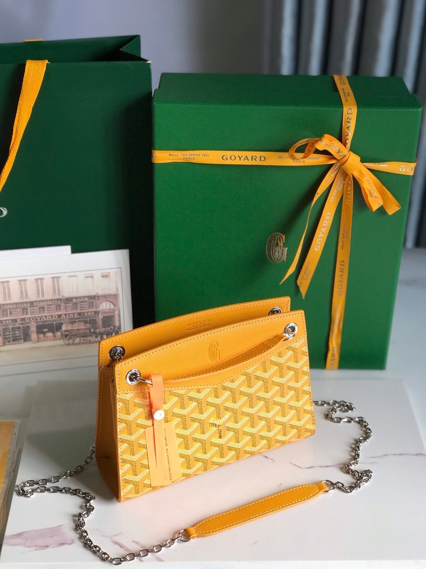 ROUETTE STRUCTURÃ‰ MINI BAG 21 IN YELLOW GOYARDINE CANVAS AND CALFSKIN